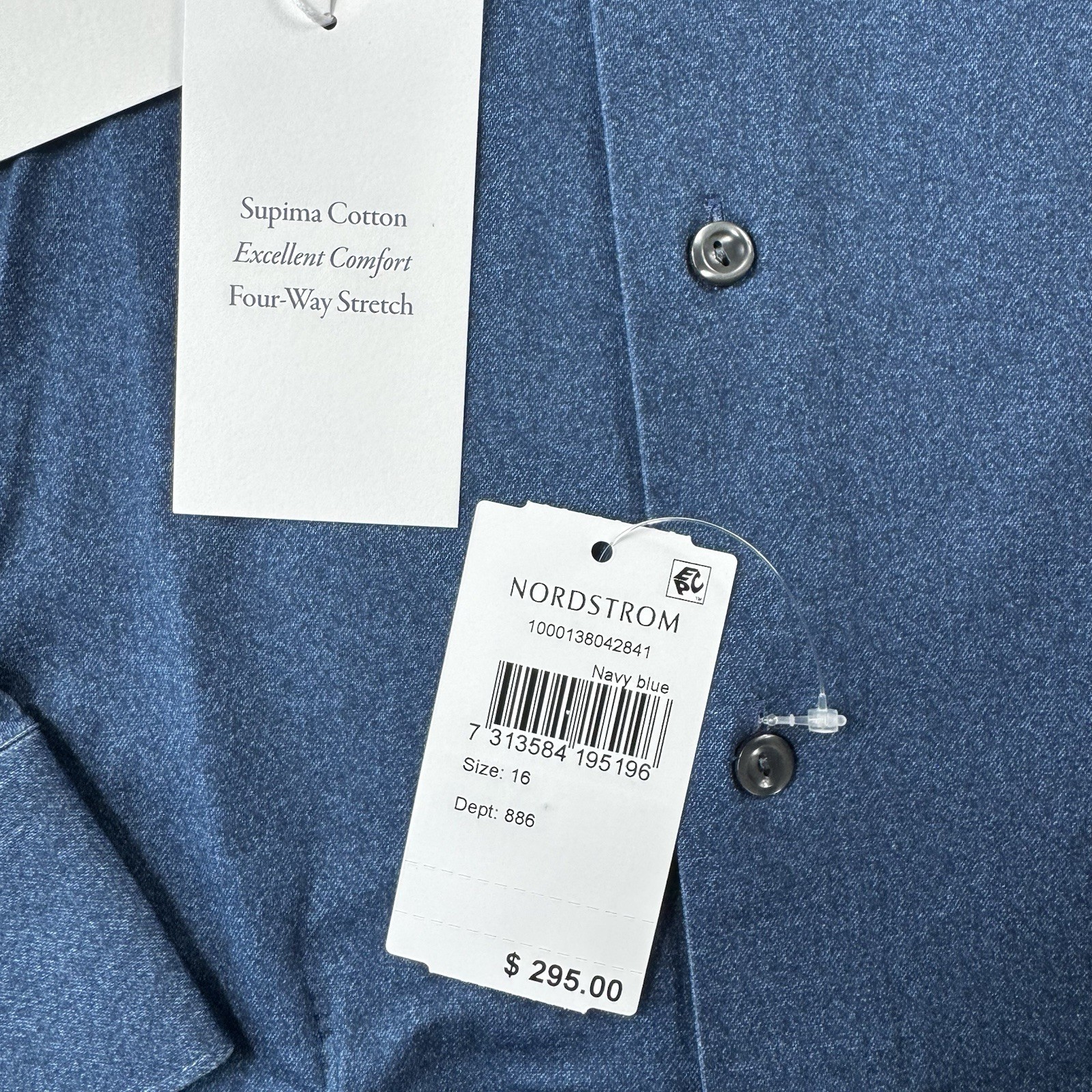 ETON Current Slim Supima Cotton Blue Men’s Button Front Size 16/41 NWT