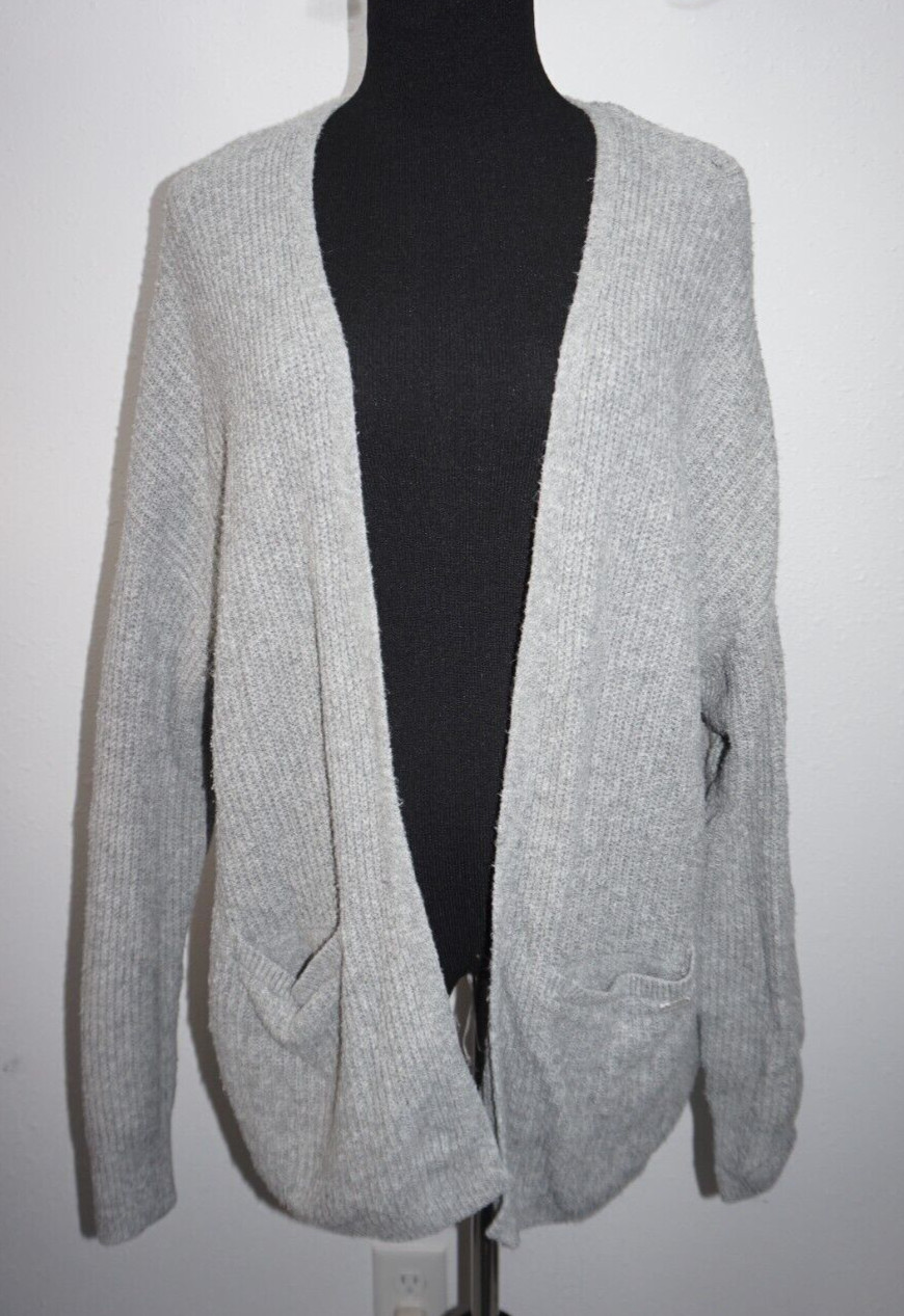 Hollister Heather Gray Open Cardigan Lounge Sweater Sz S Pockets Oversized