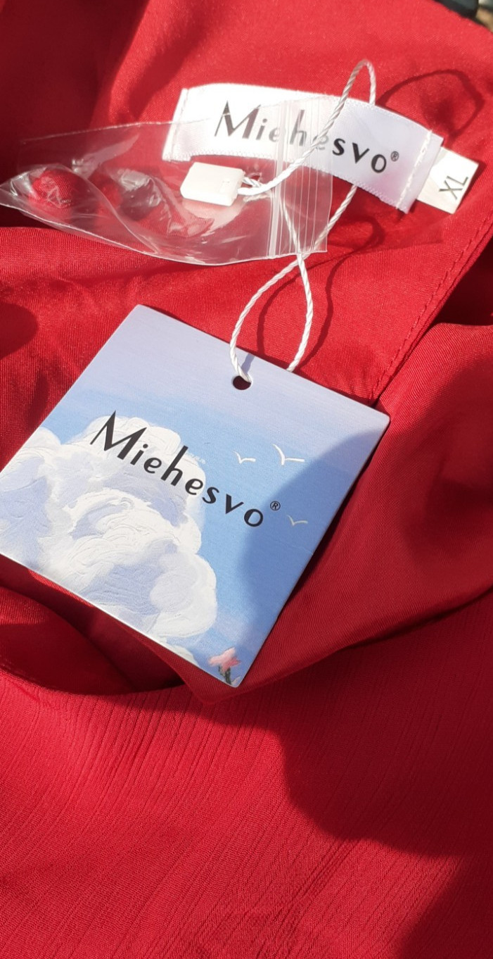 BNWT Michesvo Floaty Blouse Top Pleated Sleeve Deep Red Party UK XL Charity Sale