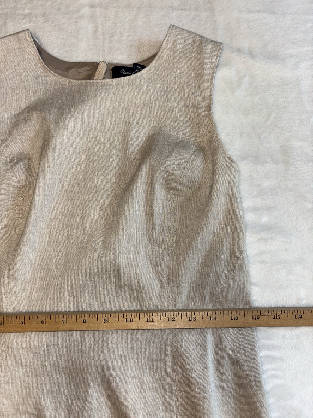 Lands’ End Classic Clothing Linen Blend Dress Beige Size 8 Minimalist Sleeveless