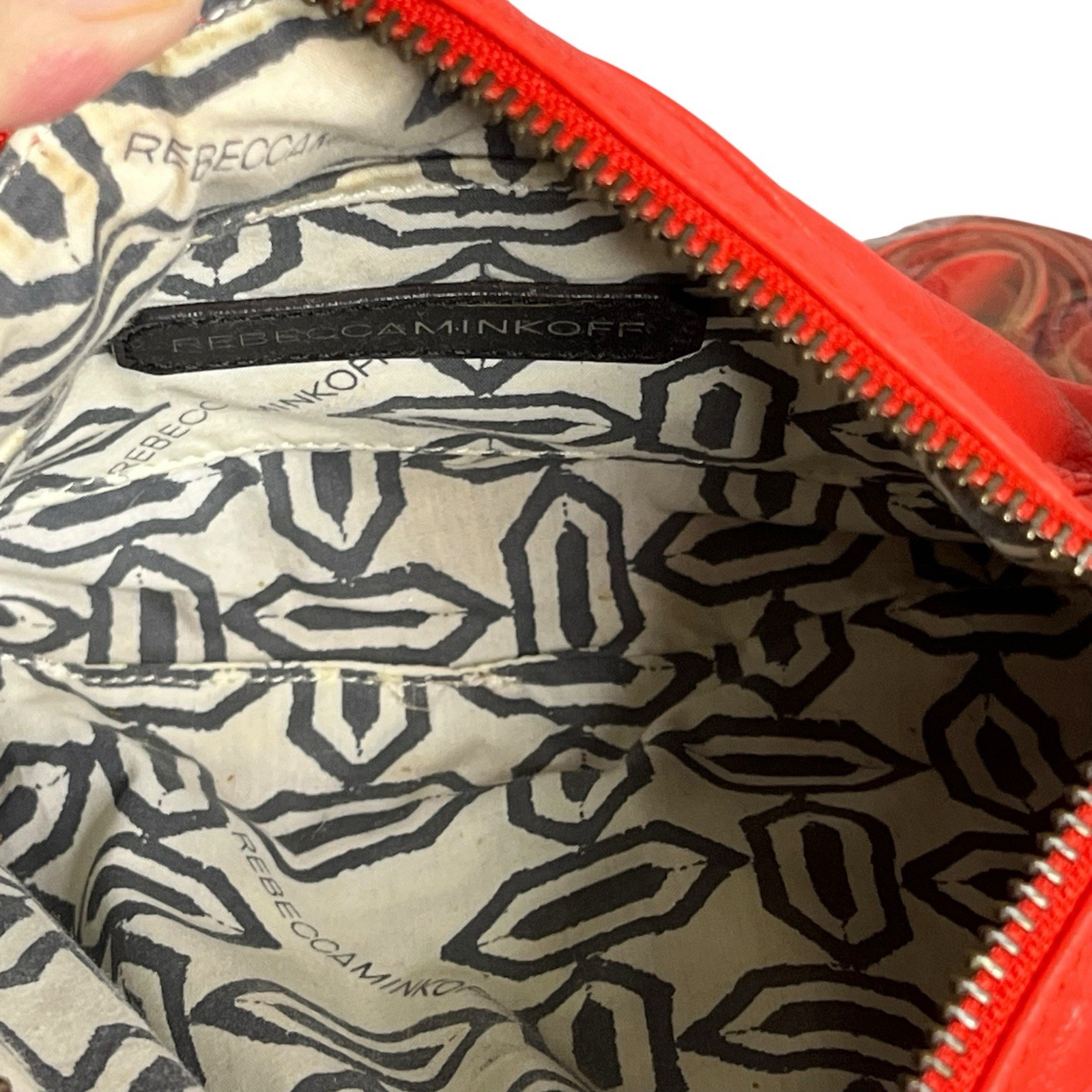 Rebecca Minkoff Leather Mini Mac Clutch Crossbody Bag Convertible Tomato Red
