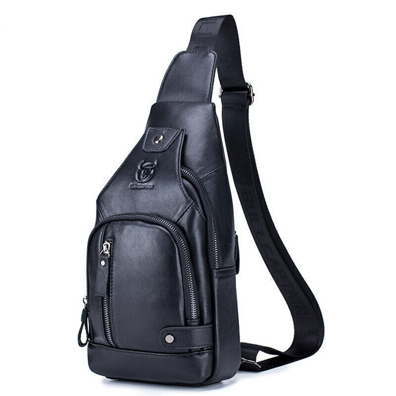 Men Sling Backpack Chest bag Crossbody Bag 100% Genuine Leather Shoulder Bag NEW