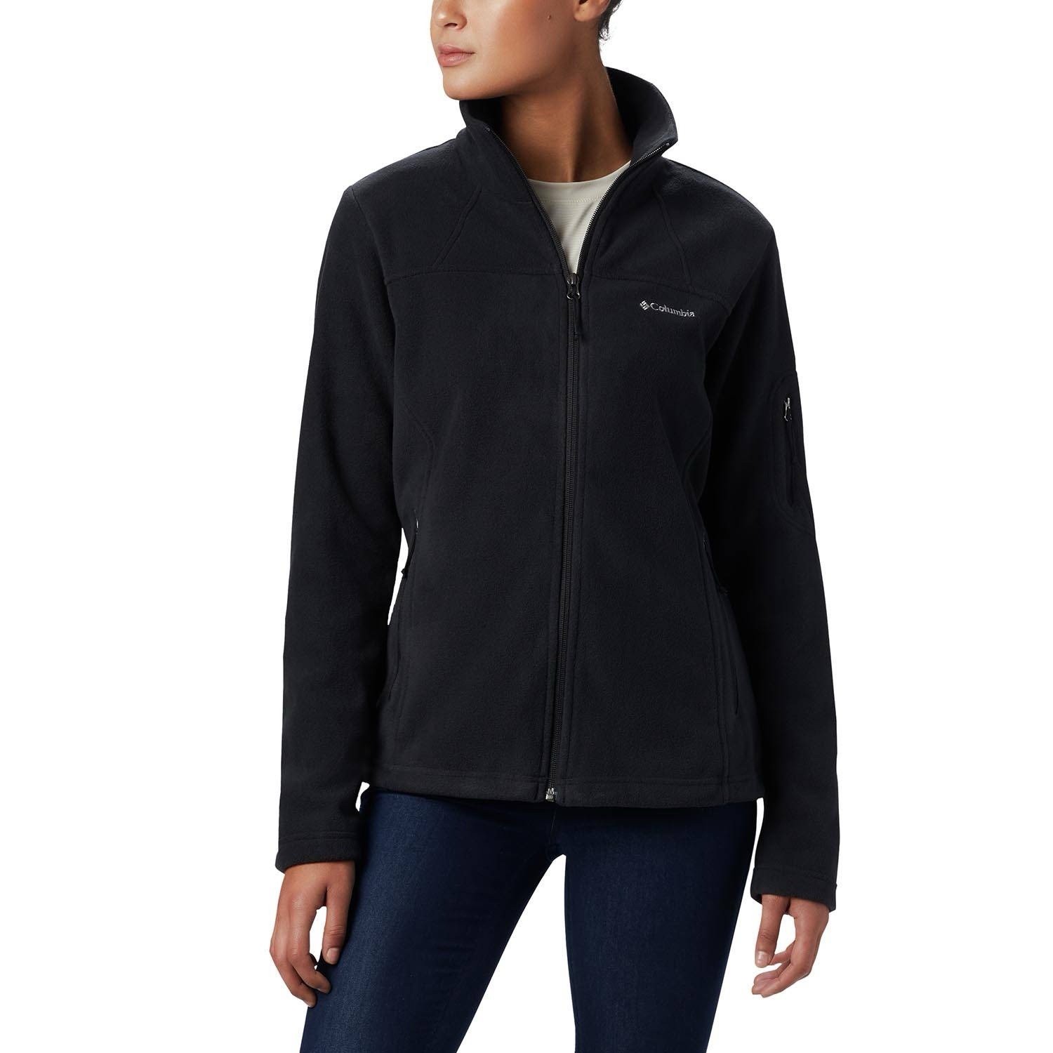 Columbia Women’s 2X Fast Trek II Fleece Jacket Full Zip Black Outdoor High Neck