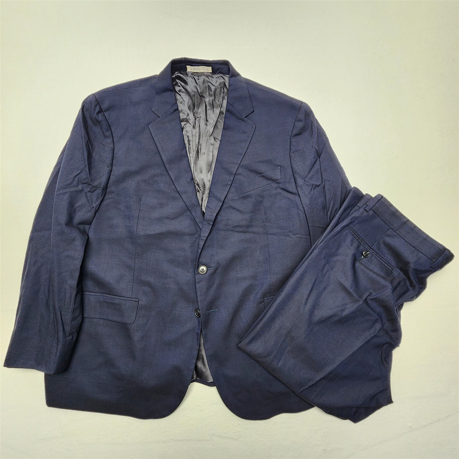USA MADE Joseph Abboud 48S 38×26 Blue Nailhead Marzotto Super 120s Wool Suit