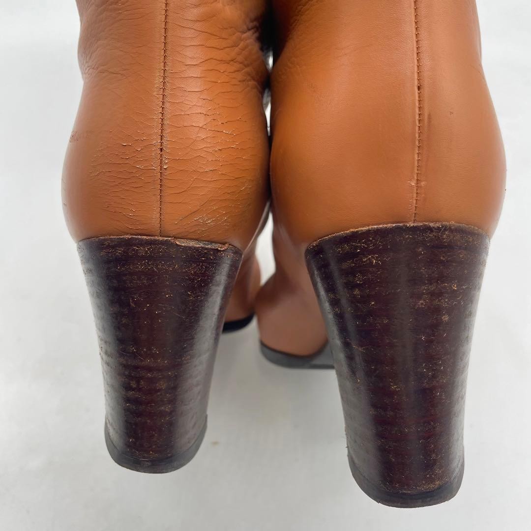 Sergio Rossi Brown Leather Knee High Boots 37 2.8in Heel Auth