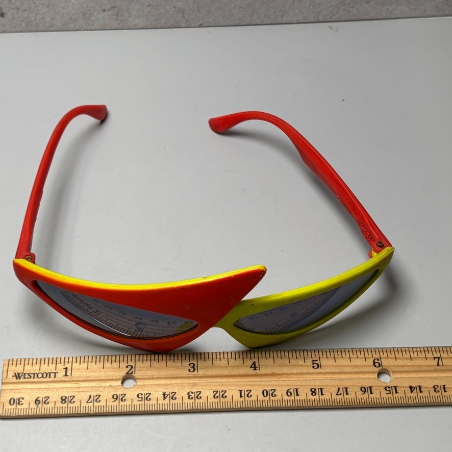 1980s New Wave Futuristic Sunglasses 1989 Orange Yellow Red Funky Punk
