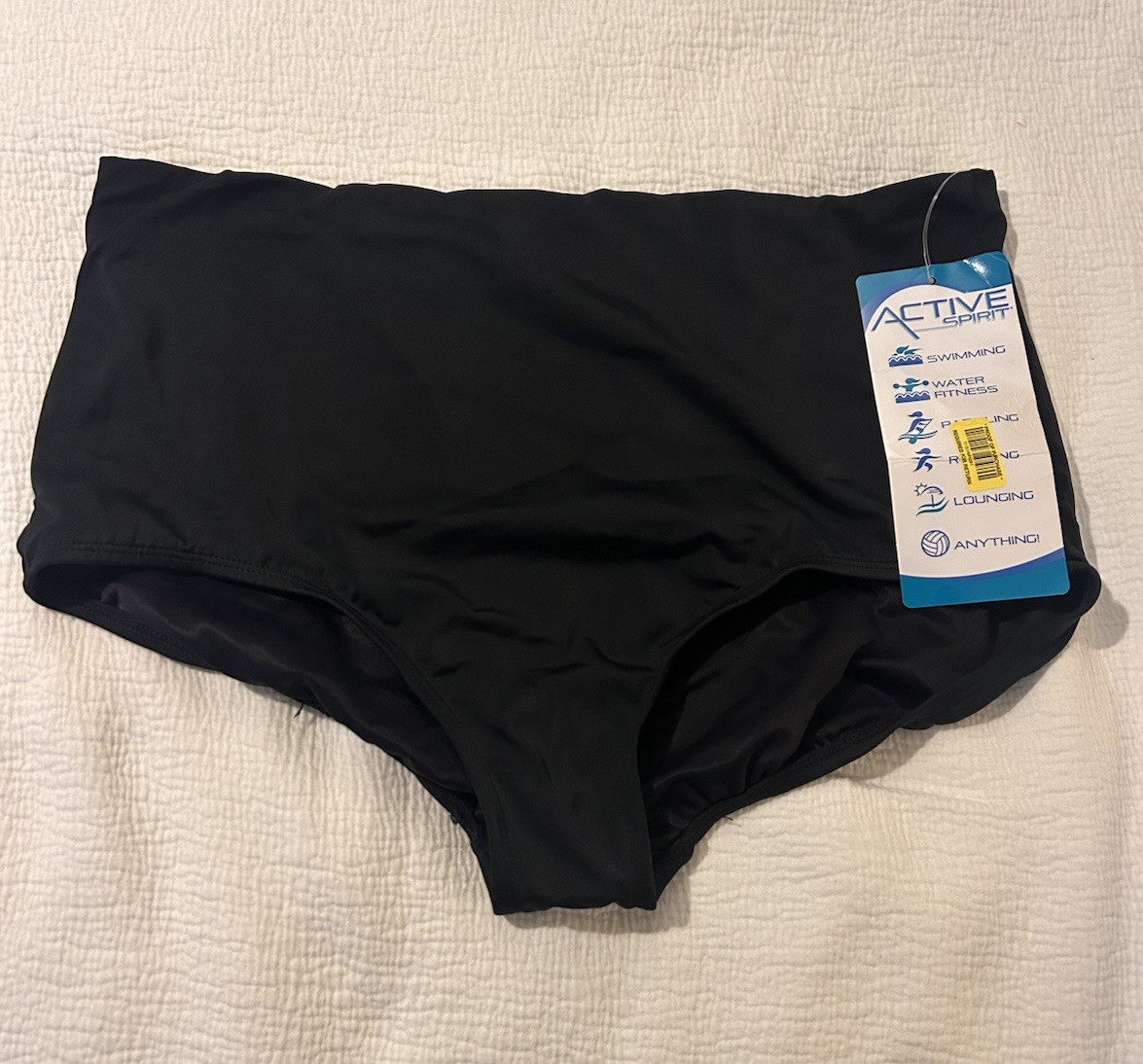Active Spirit 360 Surround Control Brief Bikini Bottom Black Swim 801004 Size L