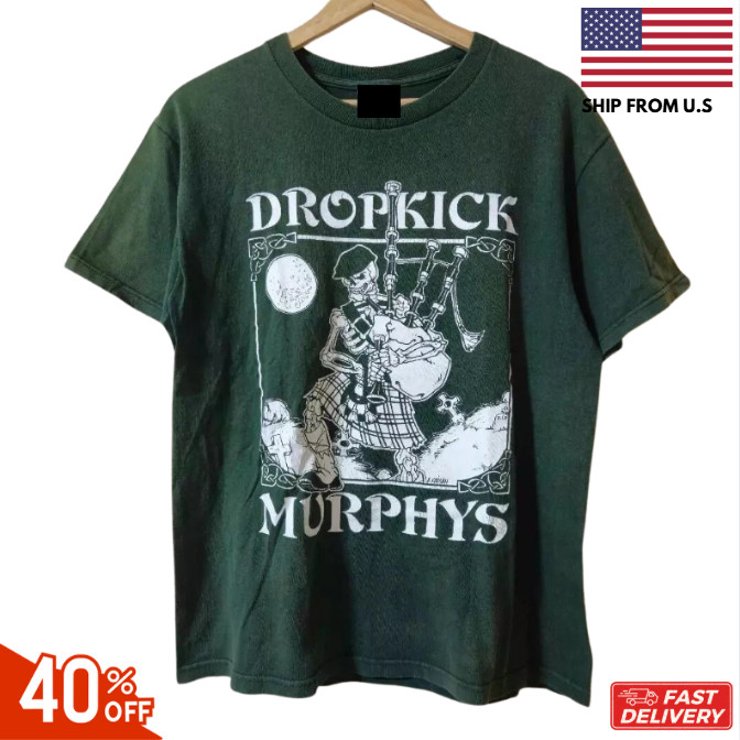 90s Dropkick Murphys Band Short Sleeve Forest Green T shirt Unisex S-5XL REPRINT