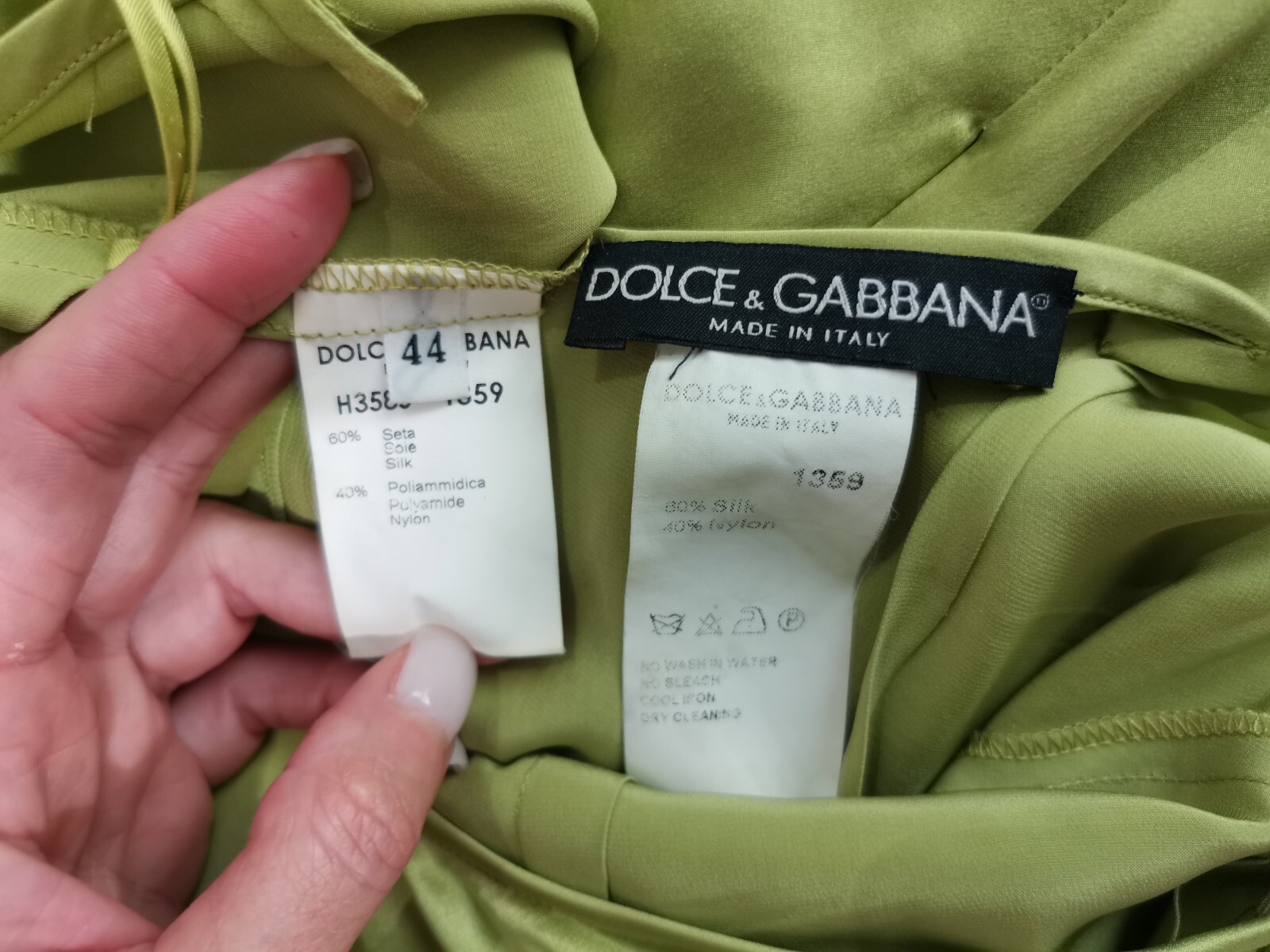 🆓US🛃 vtg 2000 Dolce&Gabbana floral printed Corrugated pleated Silk Dress IT 44