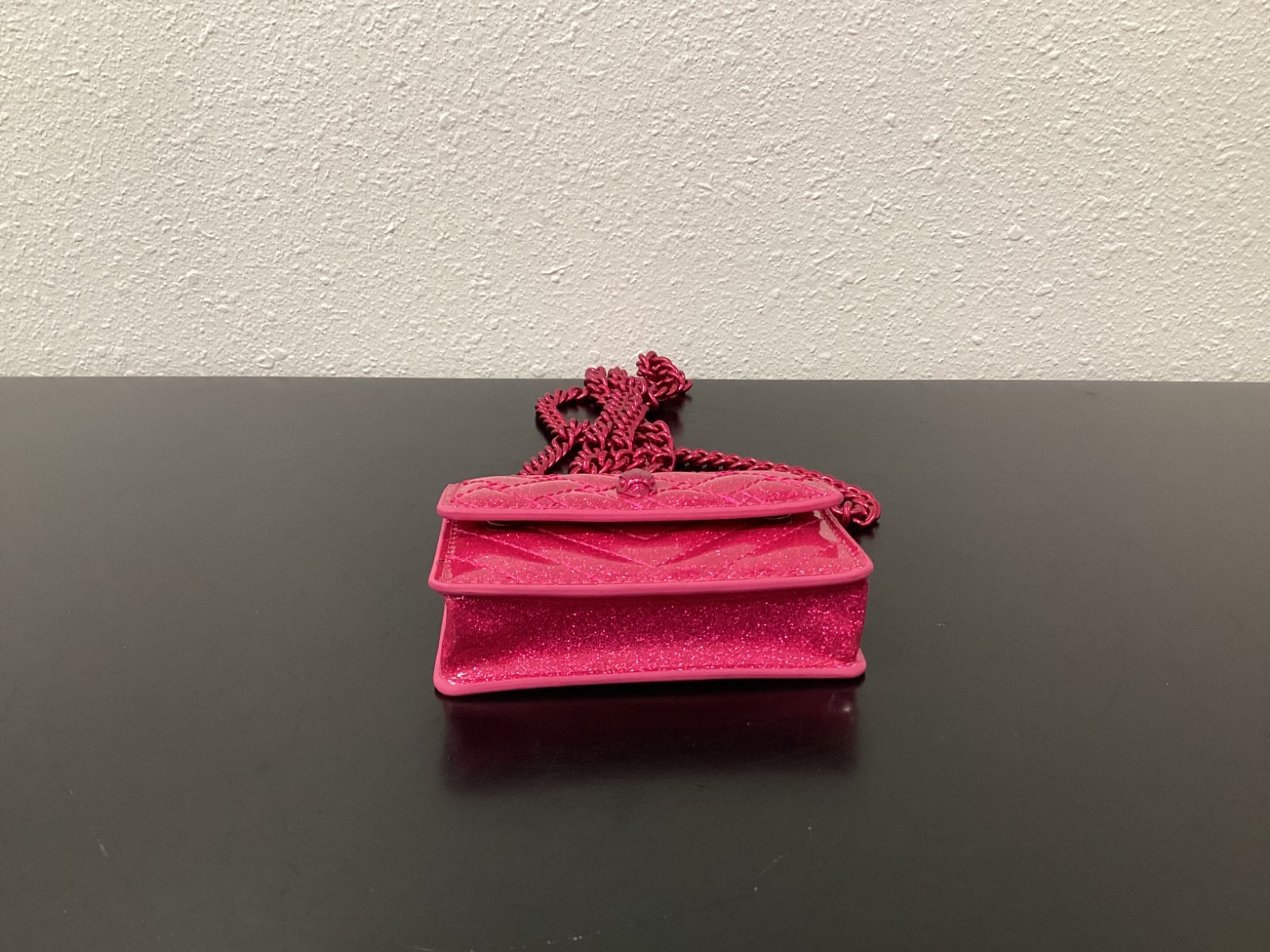 Kurt Geiger MICRO TINY Glitter 4.25″ x 3″ x 1″ Drench Pink Synthetic Brand New