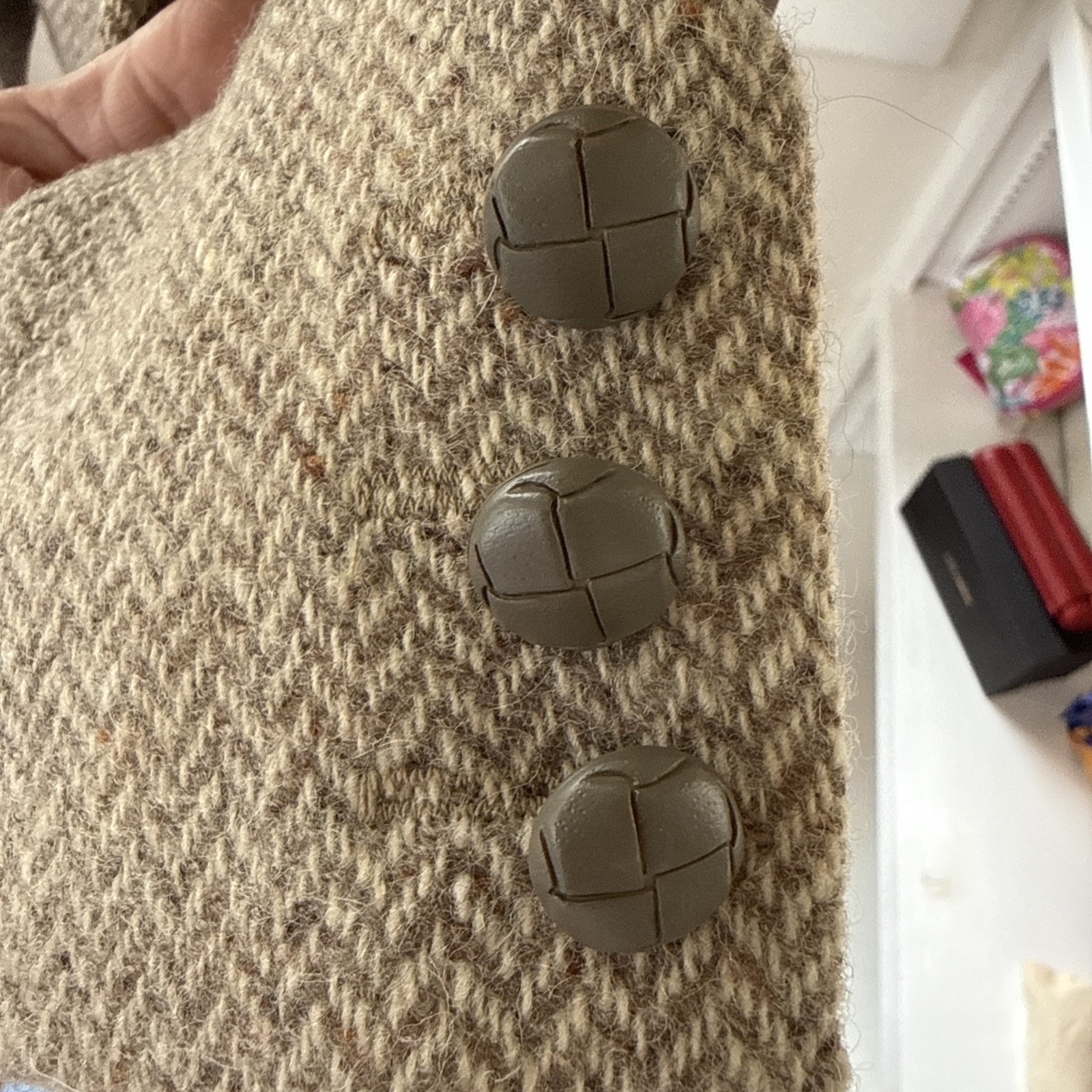 bagatelle blazer Elbow Patches TWEED Tan Brown & Gray 100% Wool 1970’s Preppy