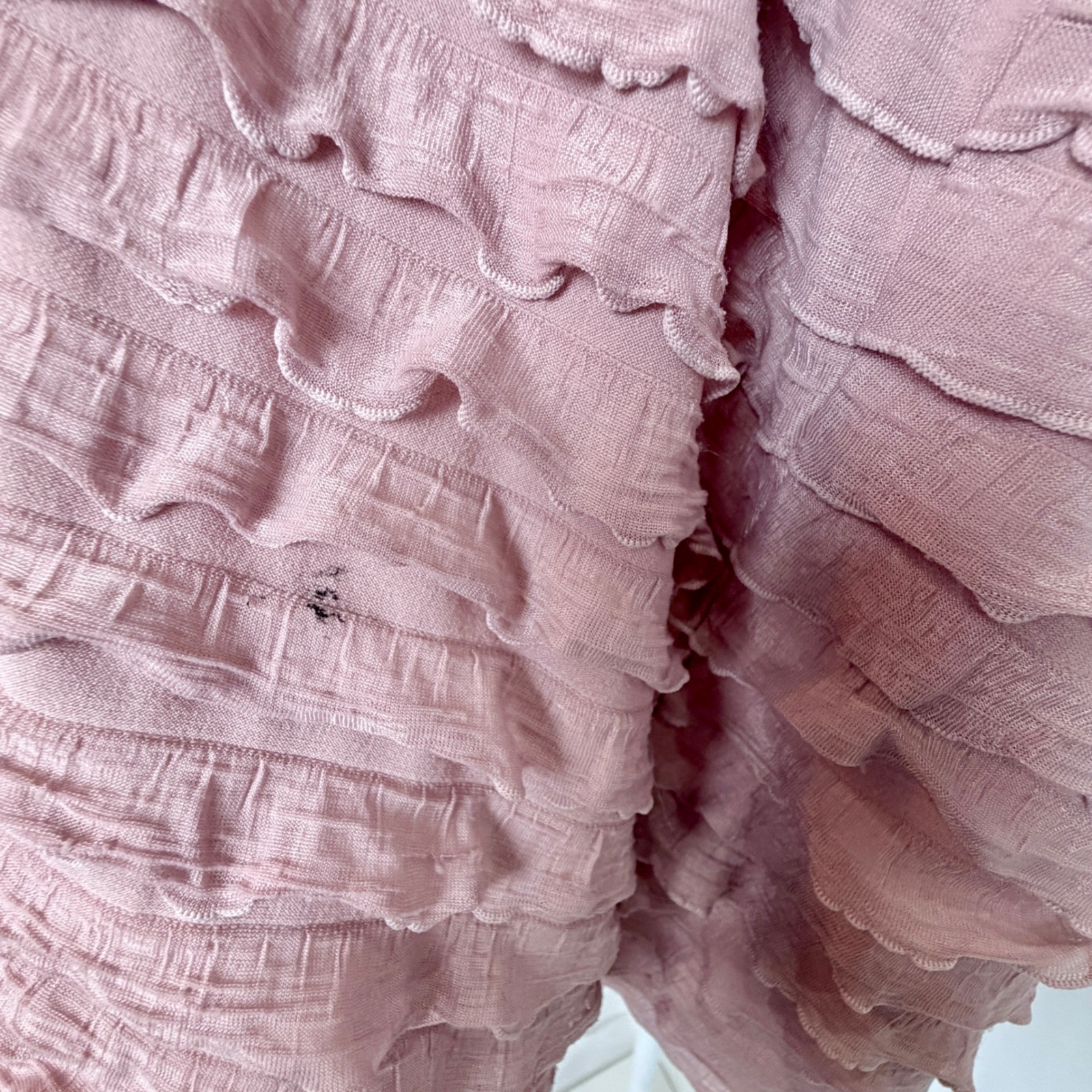 Apt. 9 Pink Tiered Ruffle Textured Top 2X Short Sleeve Romantic Boho Blouse
