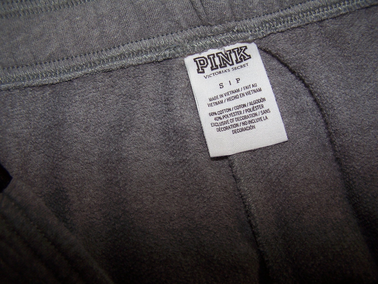 PINK – Gray Black & White Logo Sweatpants – Juniors S