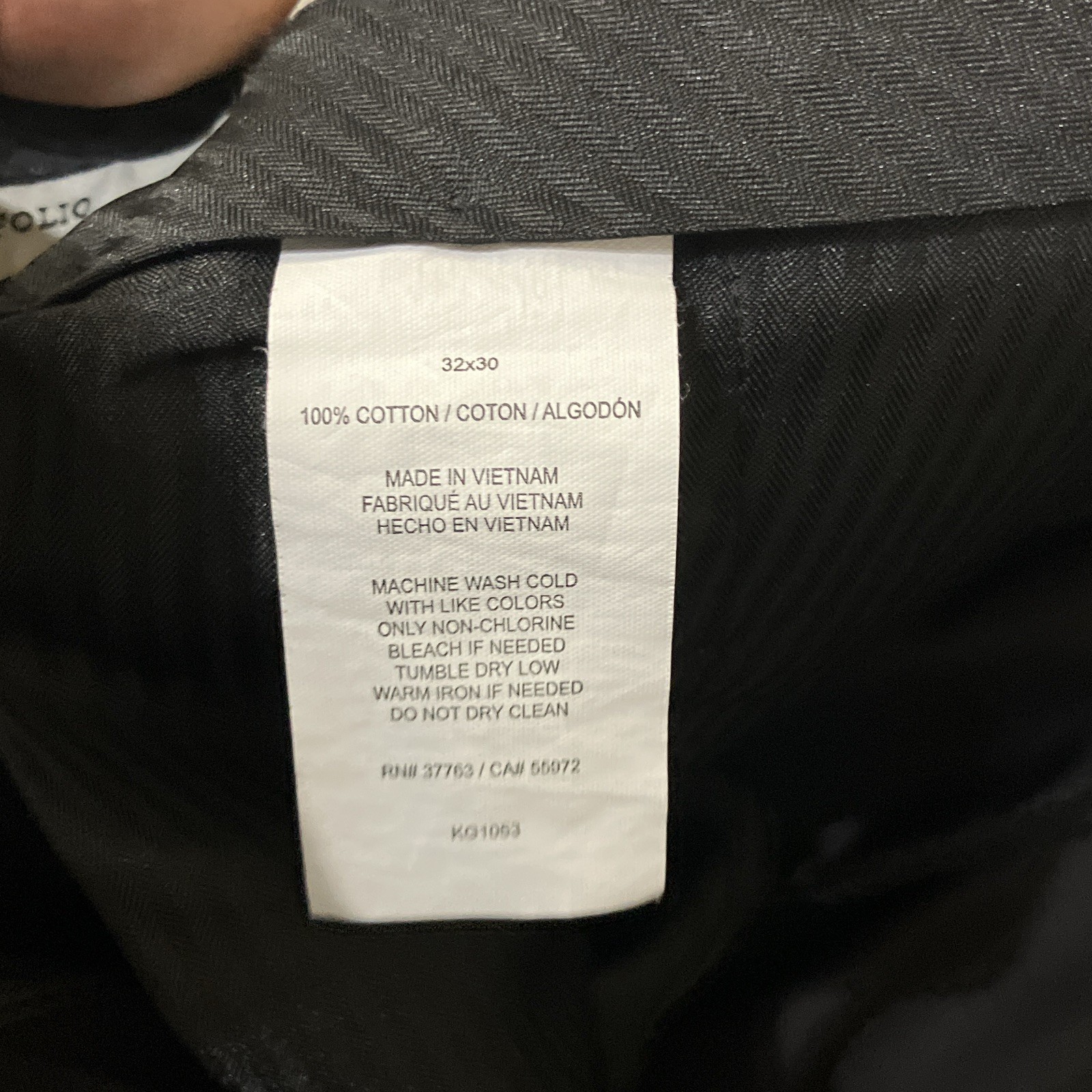 Perry Ellis Portfolio Men’s Black Cotton Twill Dress Pants 32W Straight Flat