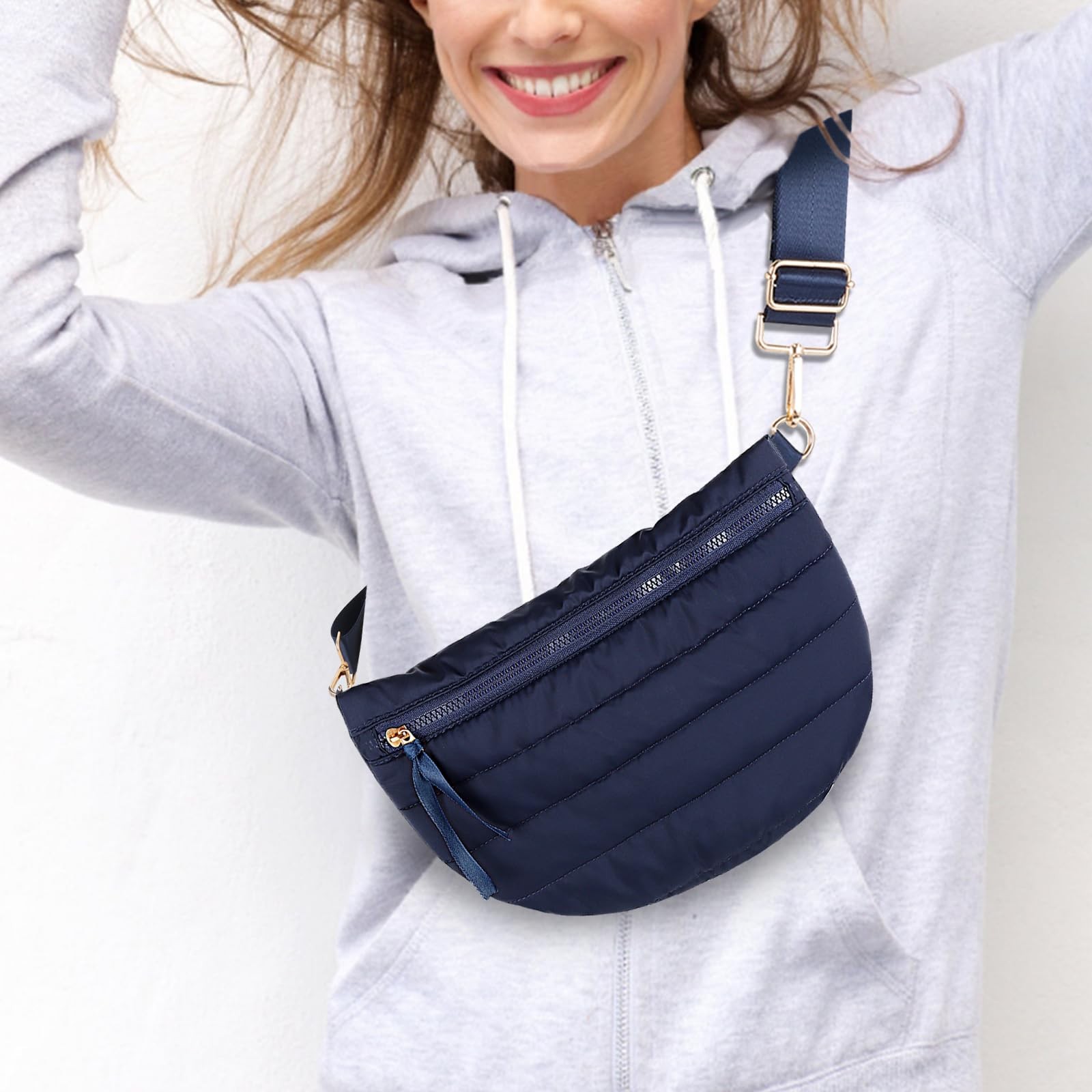 Dealkion Quilted Crossbody Bags for 12 inches x 8 x 0.6 inches, Navy