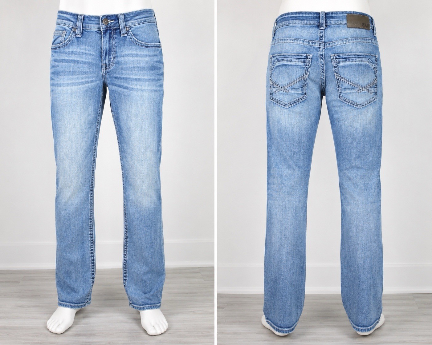 BKE Buckle Alec Slim Straight Jeans Men’s Stretch Medium Wash Distressed Denim