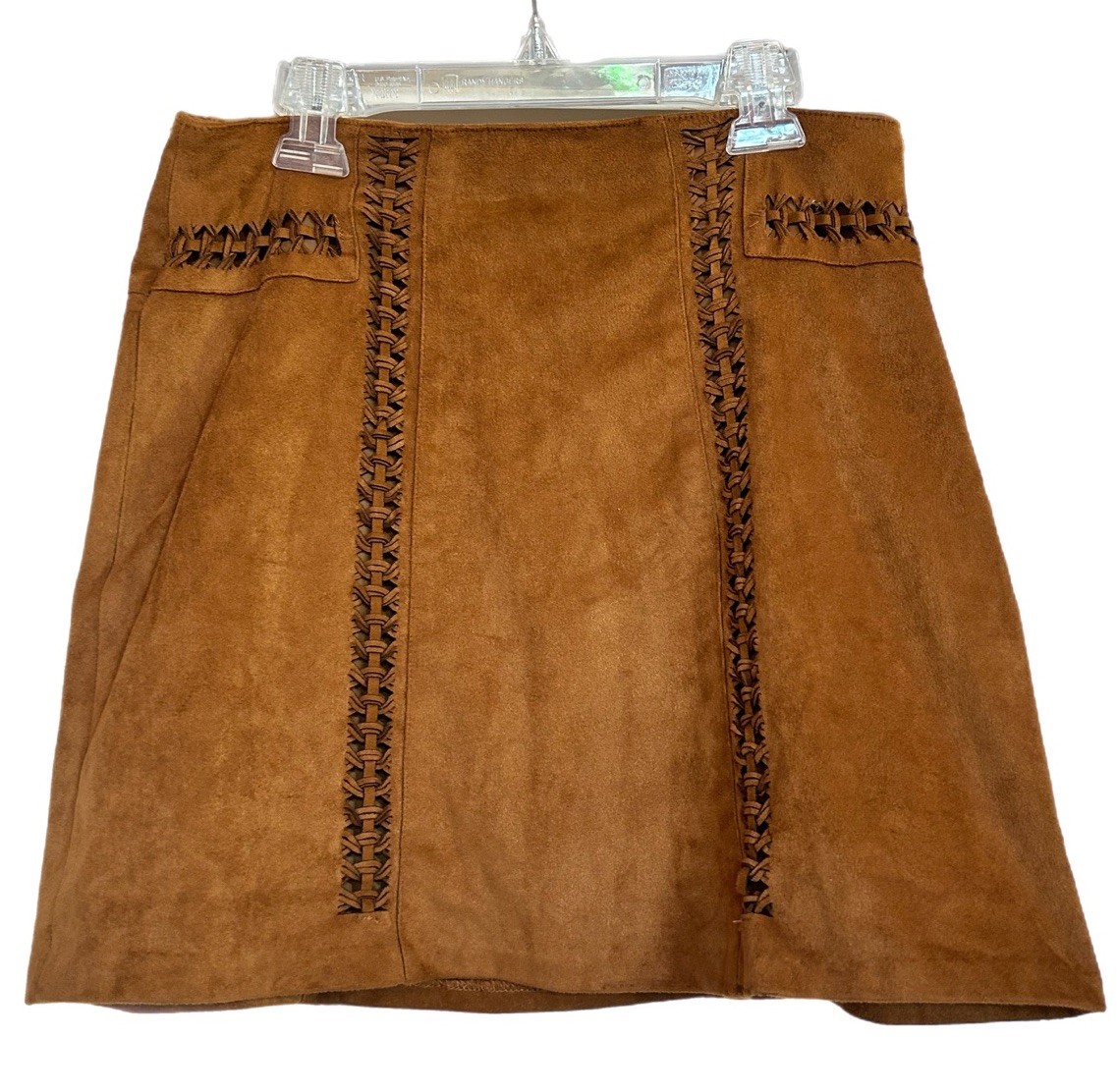 Cato Brown Size 2 Lined Faux Suede Skirt Tribal Boho Indian Hippie Western