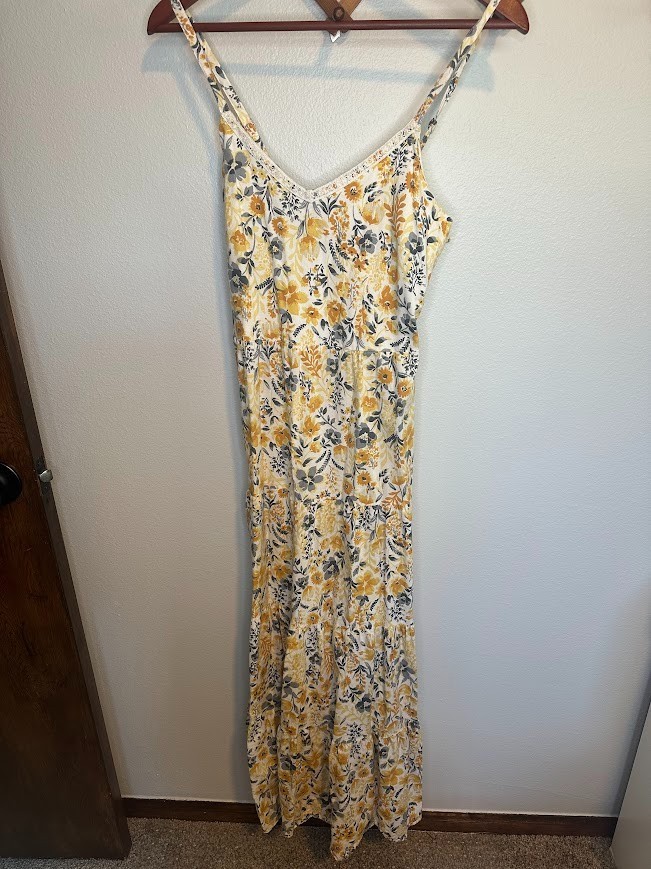 Joie Yellow Floral Maxi Cottagecore Boho Prairie Peasant Cotton Sundress – 6