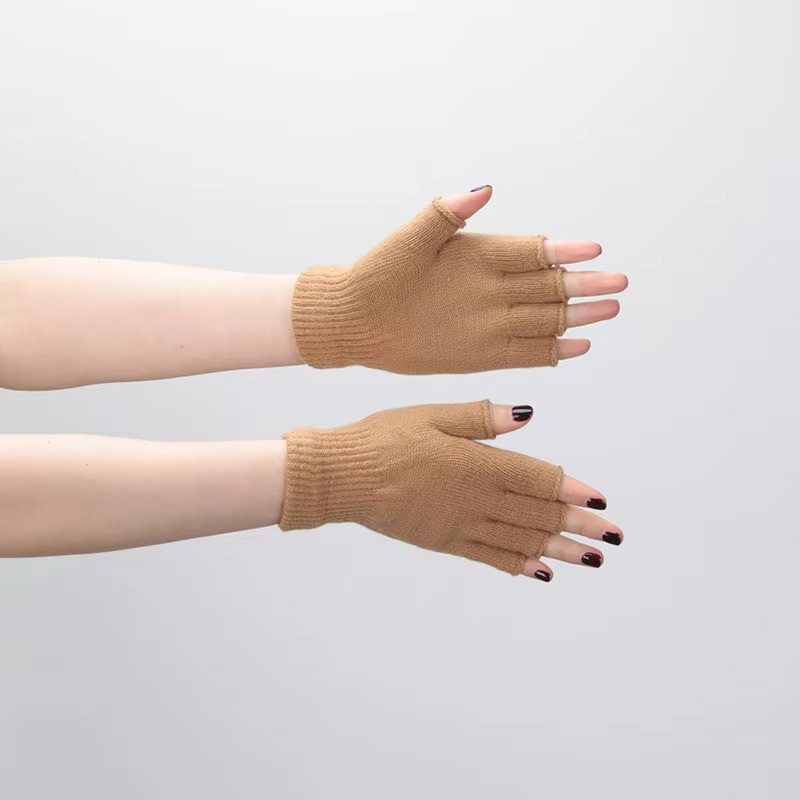 Winter Fingerless Gloves Open Finger Black Soft Warm Knitted Glove Unisex *AUS*