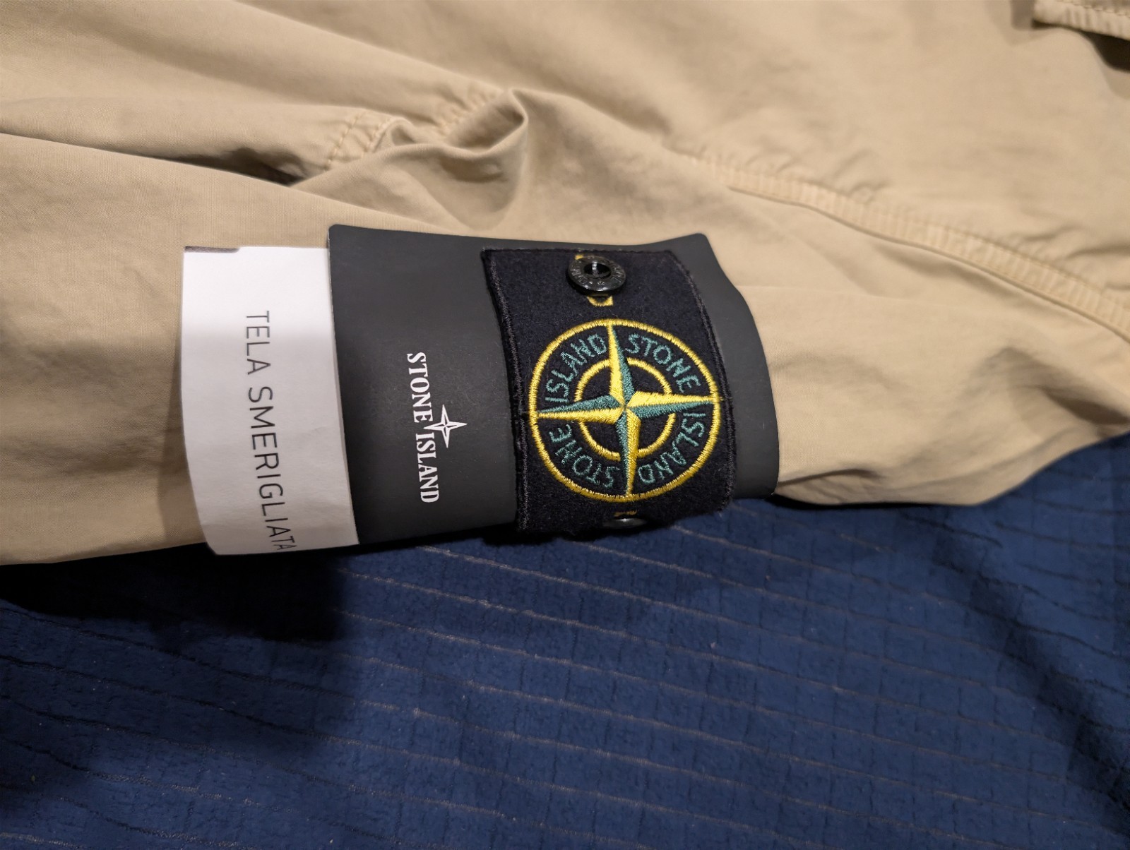 Stone Island Men’s Beige Button Overcoat Jacket Logo Accents Size M
