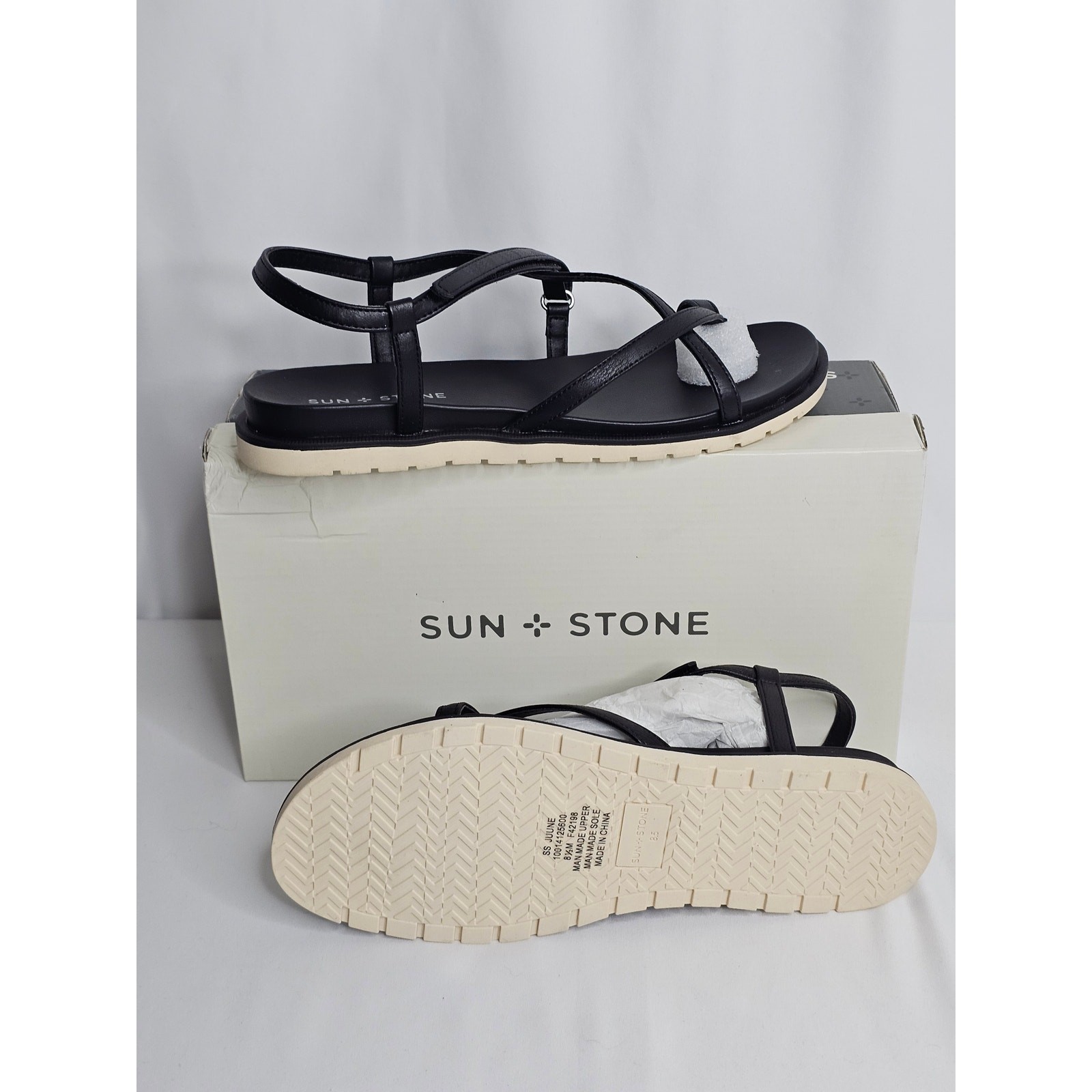 NIB Sun & Stone 8.5 Gladiator Boho Faux Leather Strappy Sandals