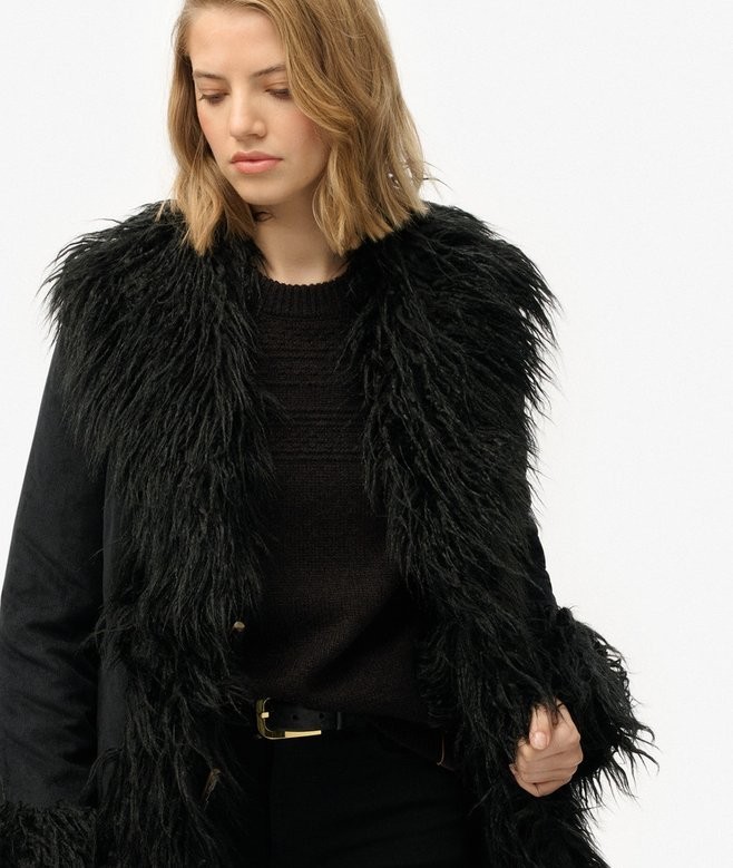 Superdry Black Long Afghan Coat