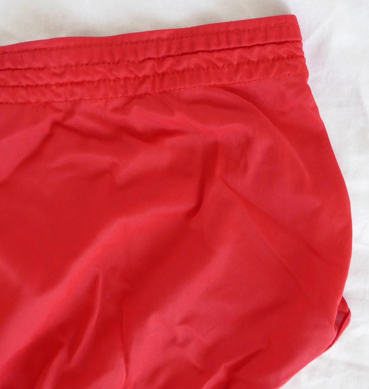Vtg men’s full-cut brief underwear, unknown brand, red, nylon, L, USA