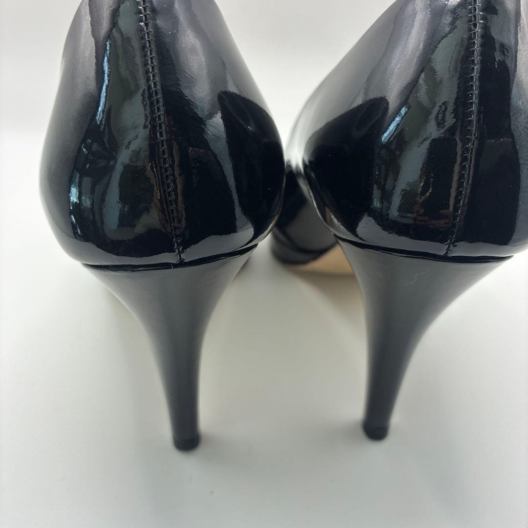 MIU MIU Open Toe Stiletto Heels Patent Leather Black Women’s Size EU34/US4