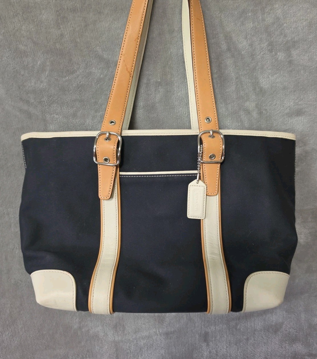 VTG Coach 2001 Hampton Navy Blue Mini Canvas Tote Style #7740