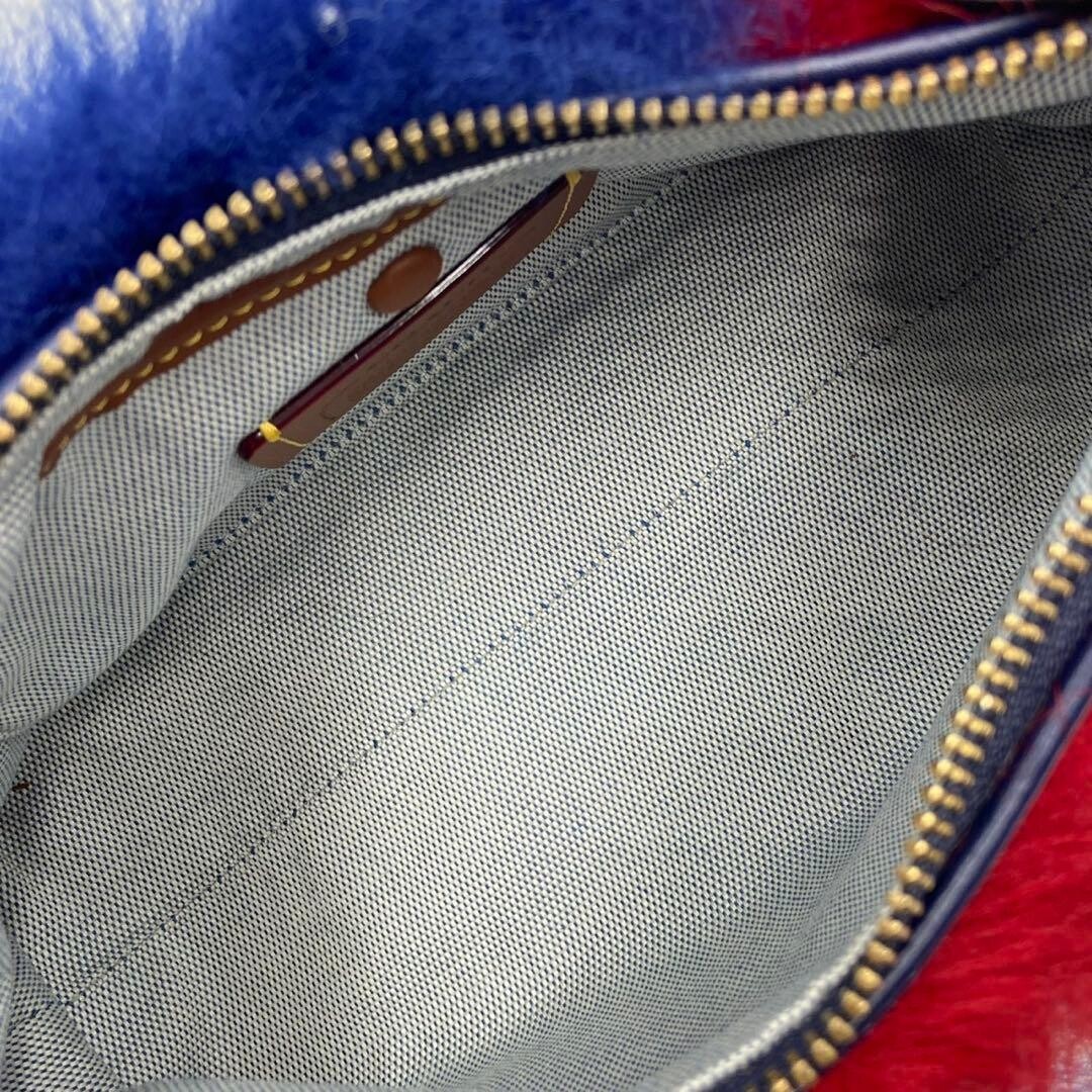 Coach Juliet 25 2 Way Shoulder Bag Blue White Green Red Fur Leather CW646