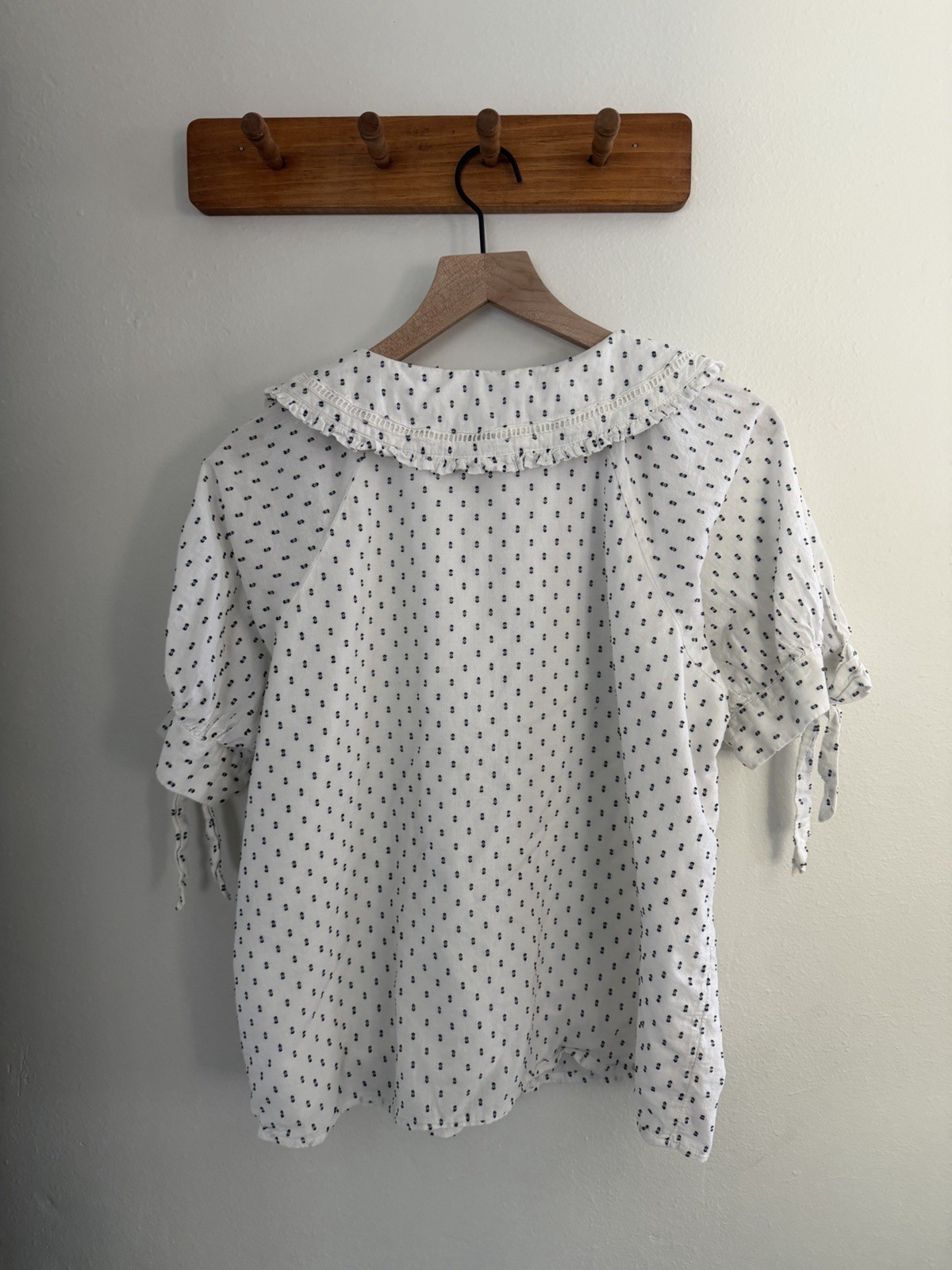 Lauren Conrad Cotton Cottage Peasant White Shirt Peter Pan Collar Schoolgirl L