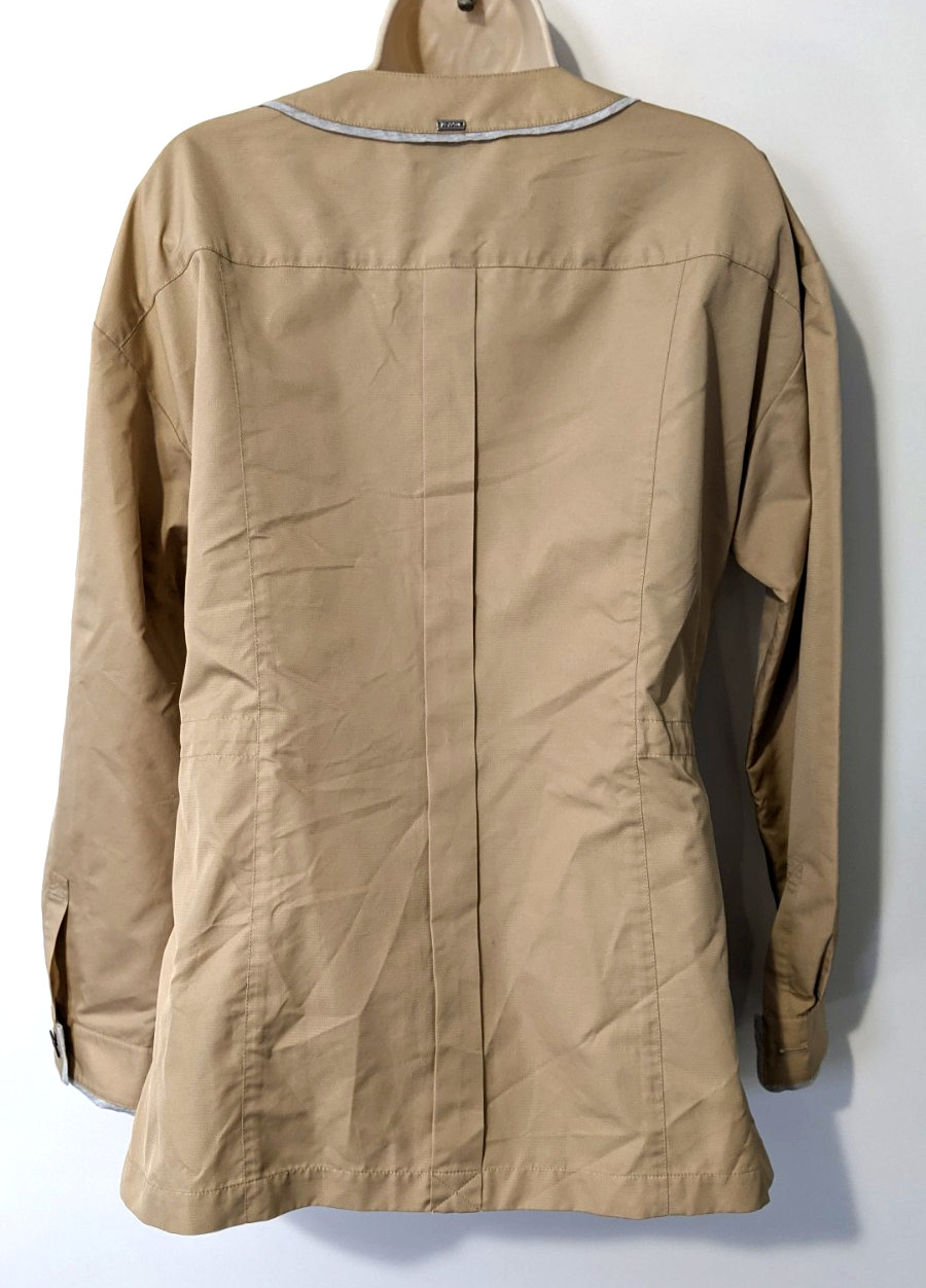 ST. JOHN Women’s L/S Snap Front Windbreaker Jacket Sz L Yellow Tag Polyester EUC