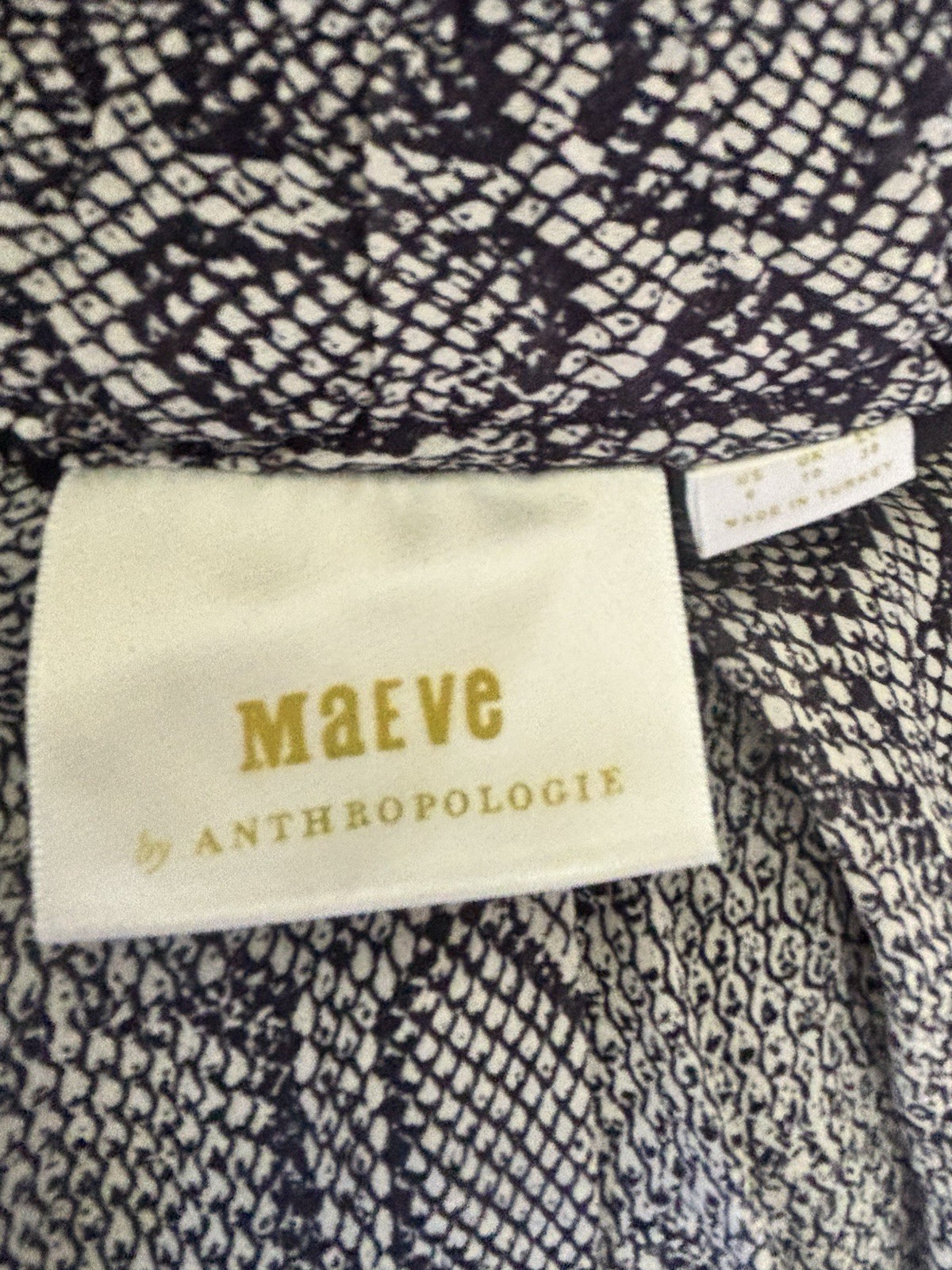 Maeve by Anthropologie Annette Snake Pleated Tie Slit Midi Navy Skirt Women’s 6