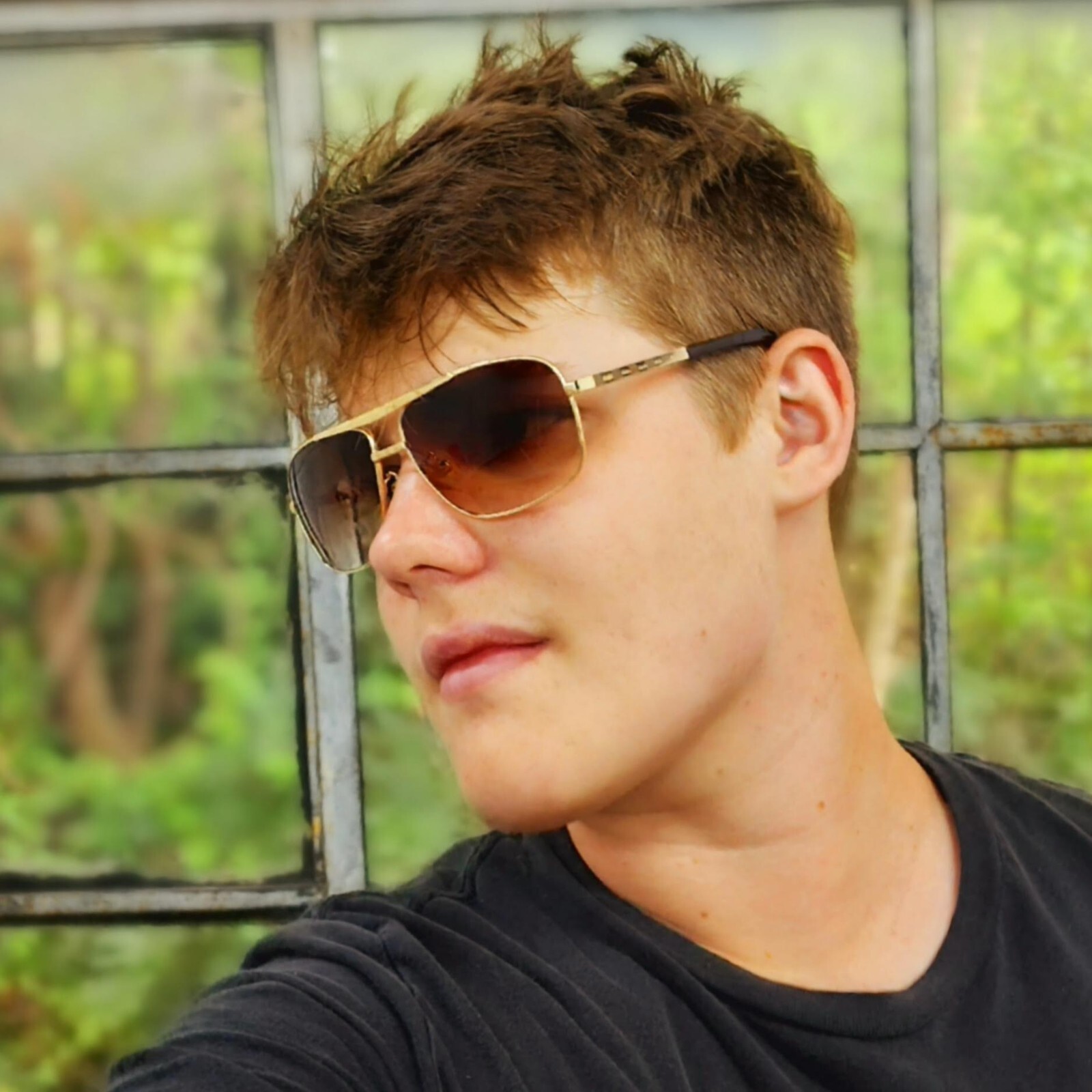 Mens Sunglasses ~ Brown Gradient Lens ~ Gold Frame ~ Brand New ~ Ships Same Day