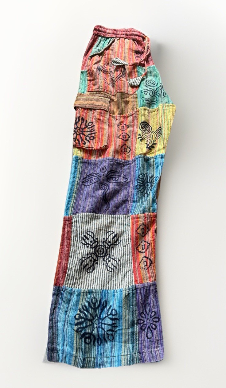Rising International Patchwork Cargo Pants Women’s S Boho Nepal Hippy Vtg 90s