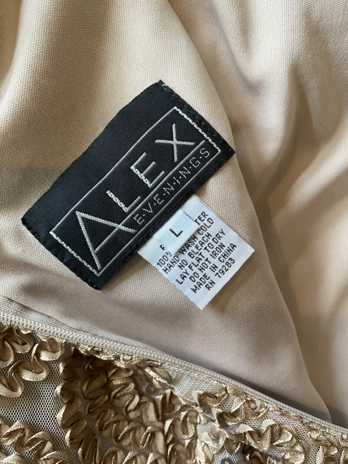 Gorgeous Alex Evenings Top, Size L, Embellished & Lined, Champagne Color