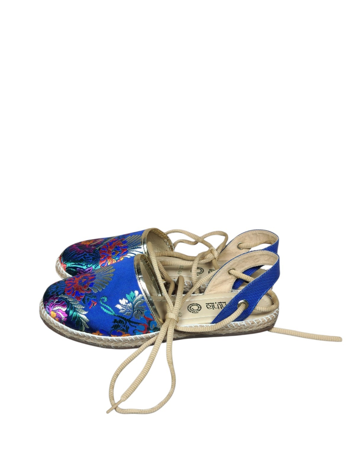 Cythia Mujer y Moda Blue Embroiderd Flats Size not available,See Description