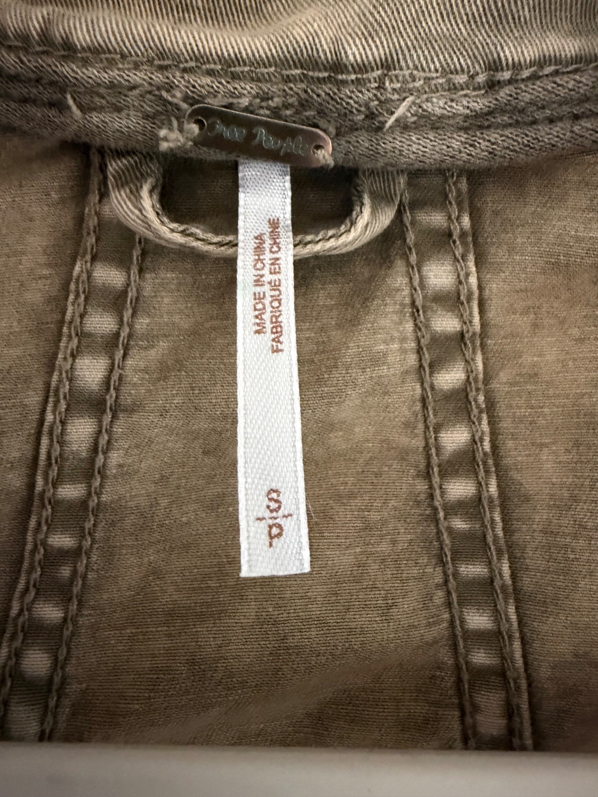 Free People Collapsing Twill Asymmetrical Moto Military Jacket Lt Brown/Tan S