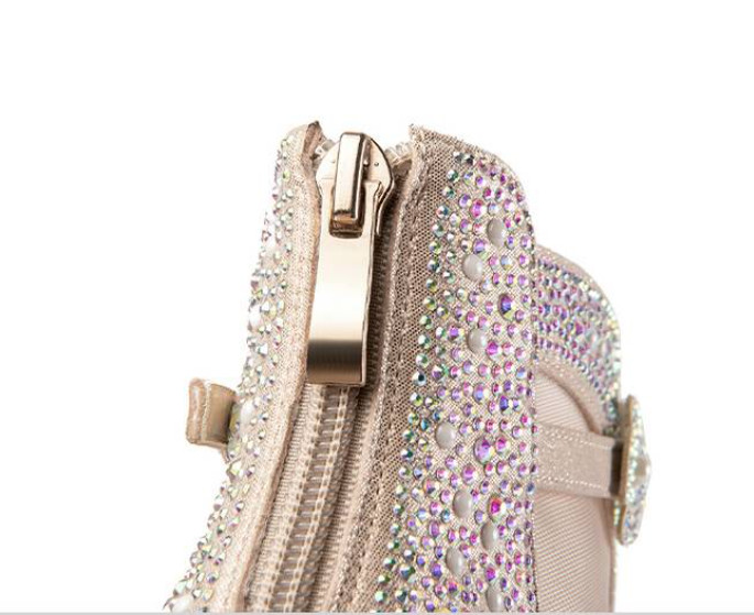 Pearls Women’s Poined Toe Mesh Rhinestone Real Leather Sandals Kitten Heels Sexy