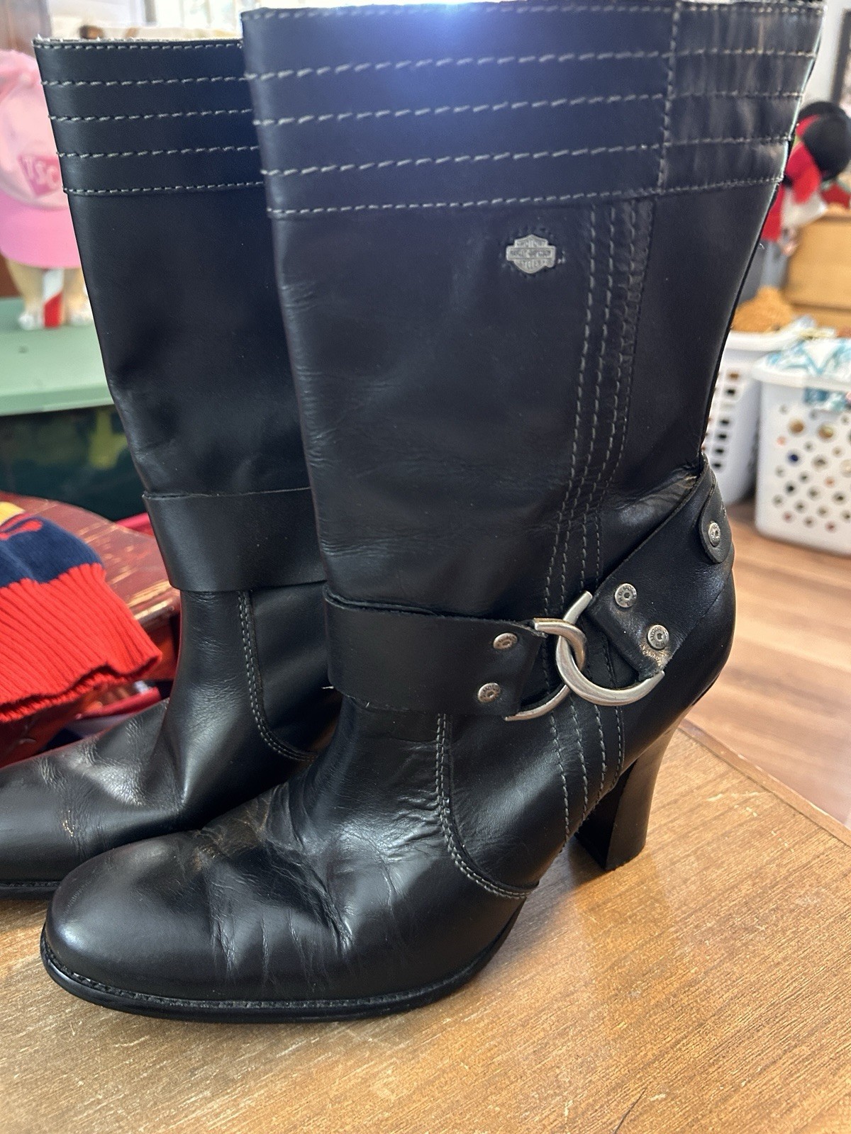 Harley-Davidson Mid-calf High (3-3.9 In ) Heel Height Black Size 9.5