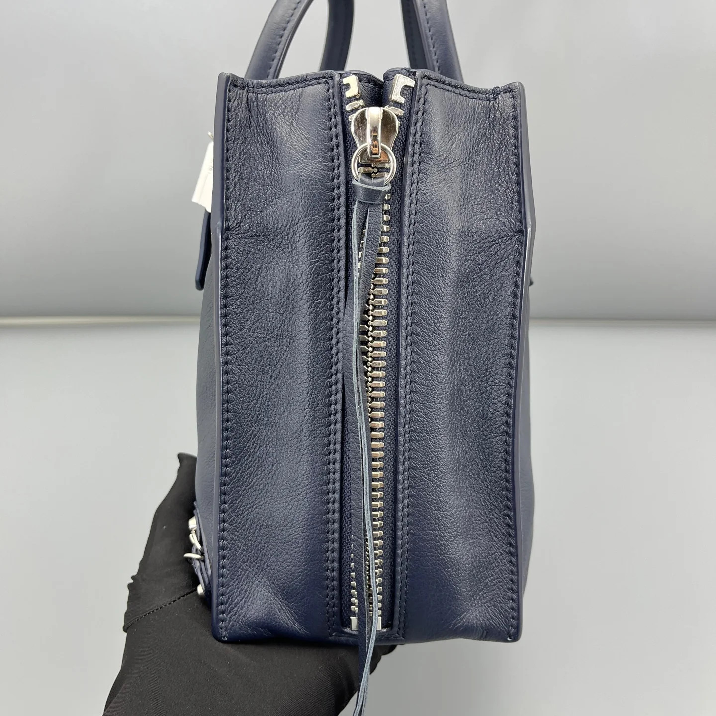 Balenciaga Studded Papier A6 Zip Around Tote Dark Blue Calfskin (ym051426d2r)