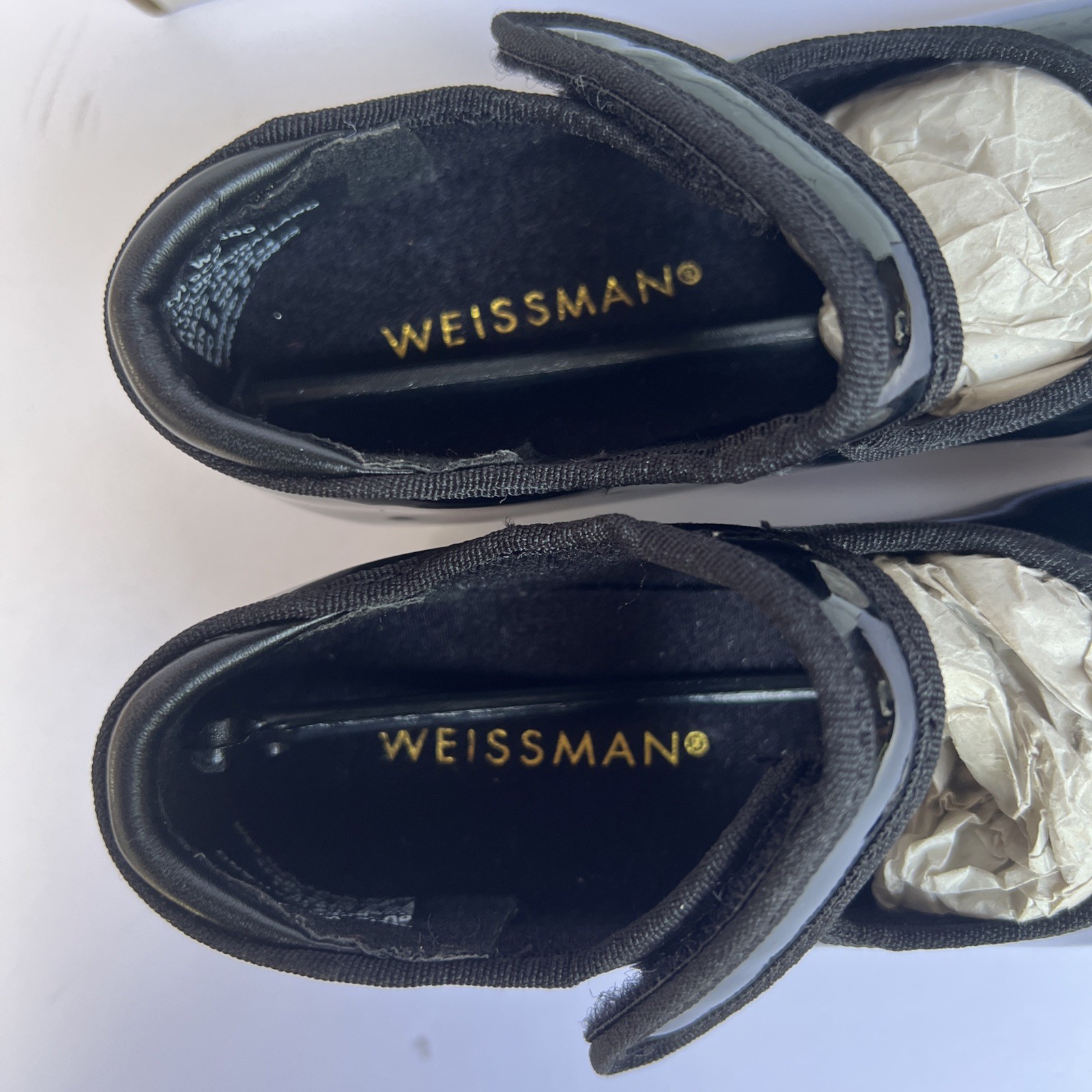 Weissman W2600 No Tie Tap Shoe Shiny Black Patent Child Size 9 CM Worn One Time