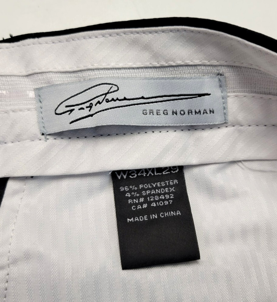 GREG NORMAN Stretch Poly Spandex Blend Golf Pants Men’s 34×29 Black Flat Front