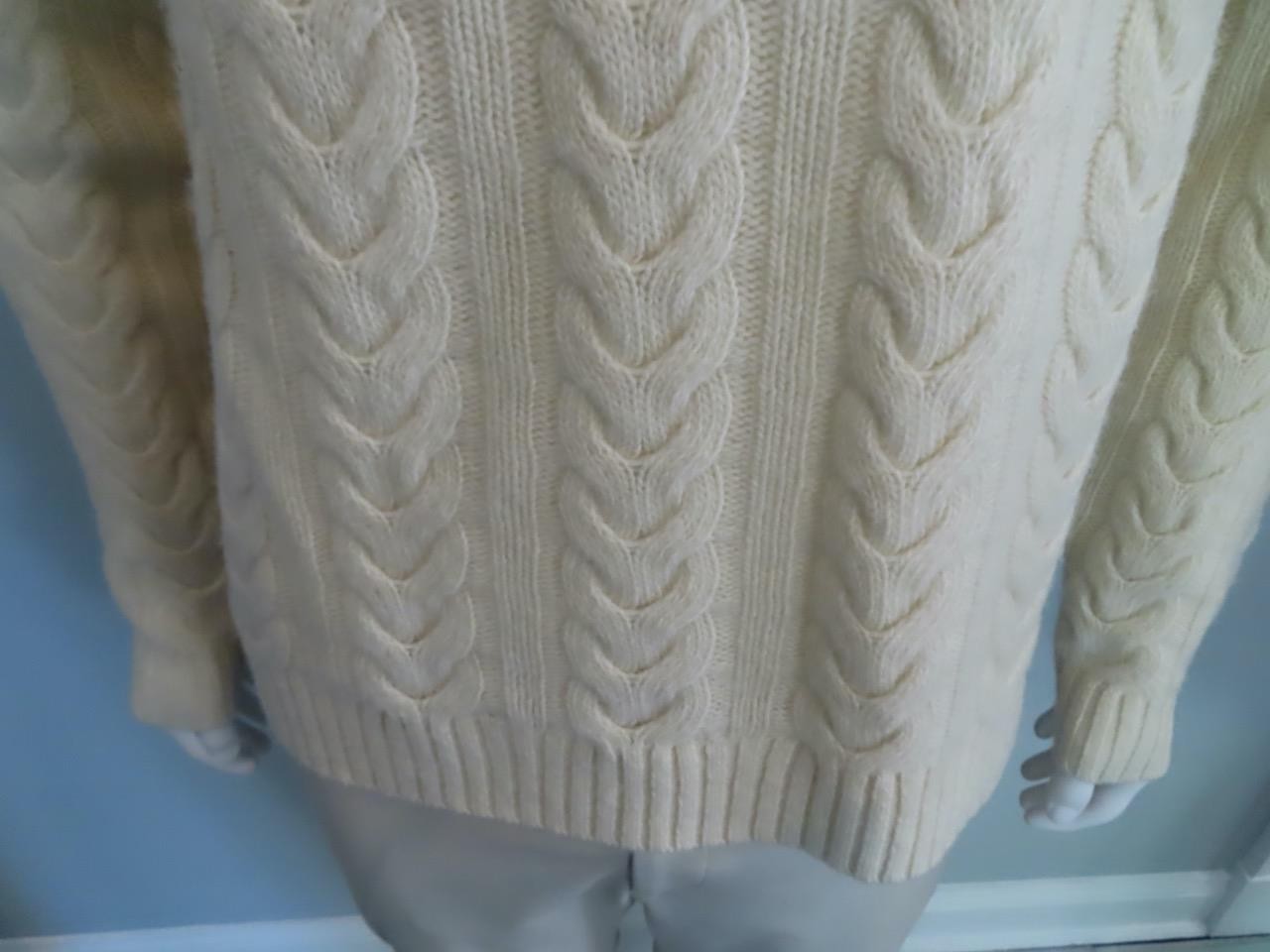 Todd Snyder Cream Merino Wool Cable Knit Crew Neck Pullover Sweater Size M