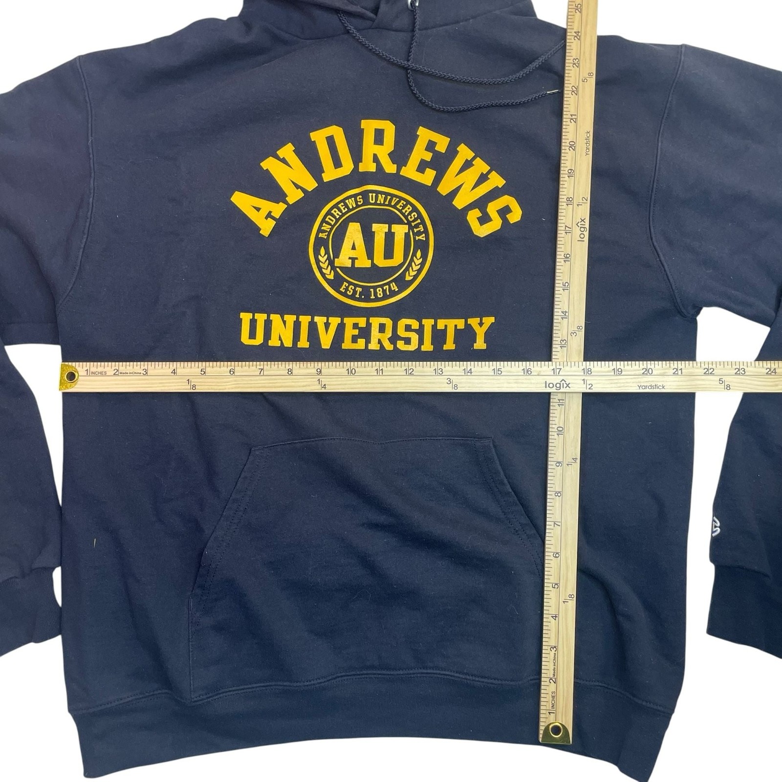 Champion Andrews University Hoodie Navy Blue Large