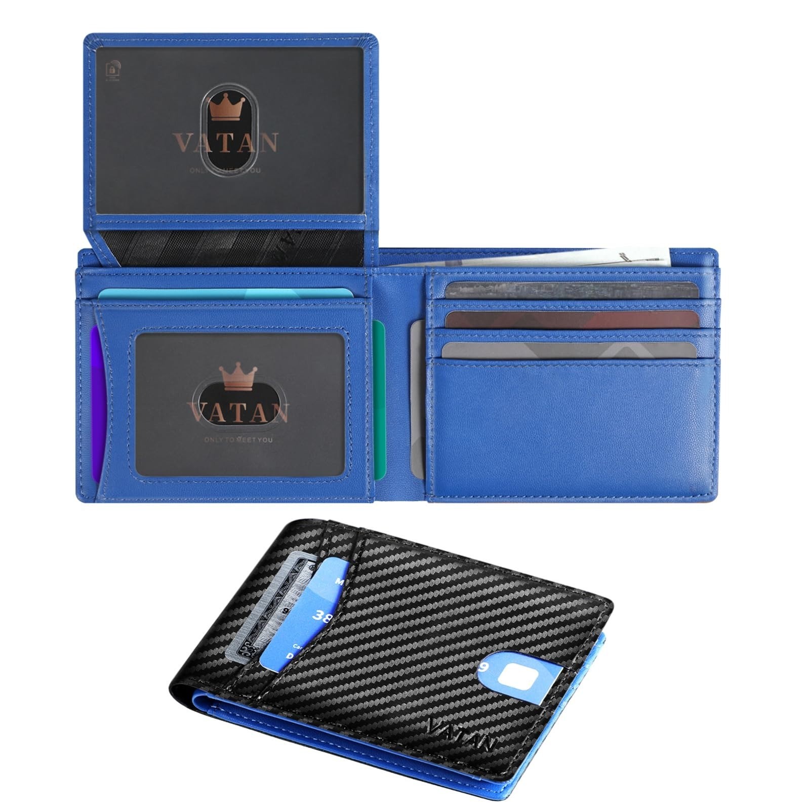 VATAN Slim Bifold RFID Blocking Leather Wallet for Men – 15 Card Holder