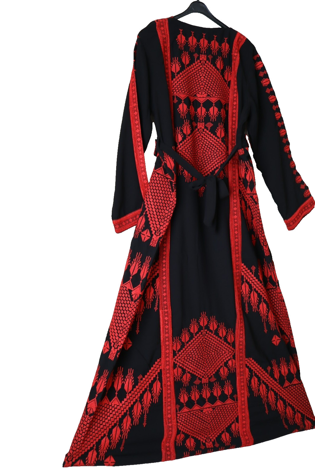 Traditional Palestinian / Jordanian Embroidered Thobe Kaftan Dress Black -NOUR