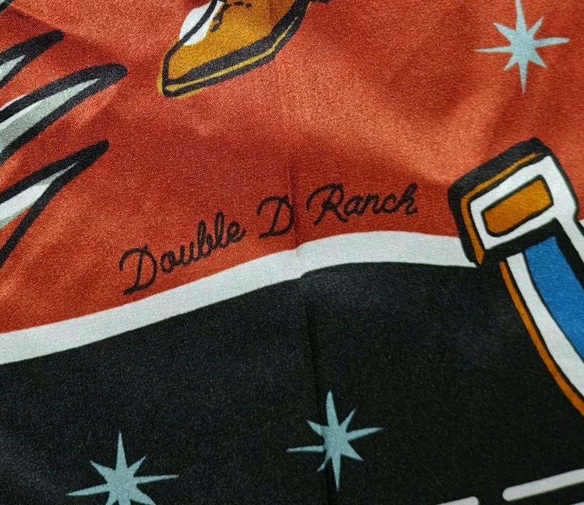 $75 DOUBLE D RANCH Welcome To Fabulous Las Vegas 100% Silk Scarf EUC