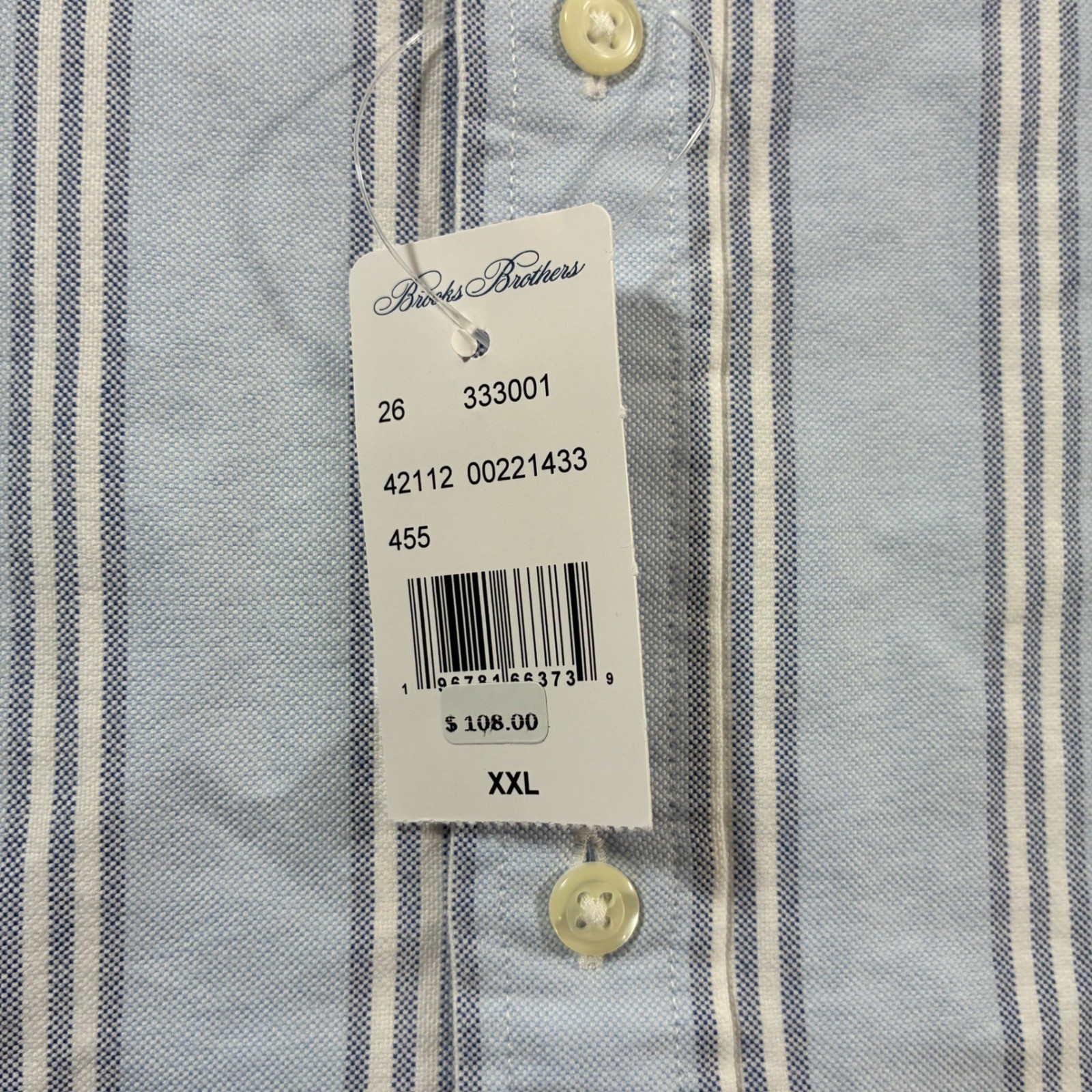 NEW Brooks Brothers Oxford Shirt 2XL Blue White Striped Friday Button Down New