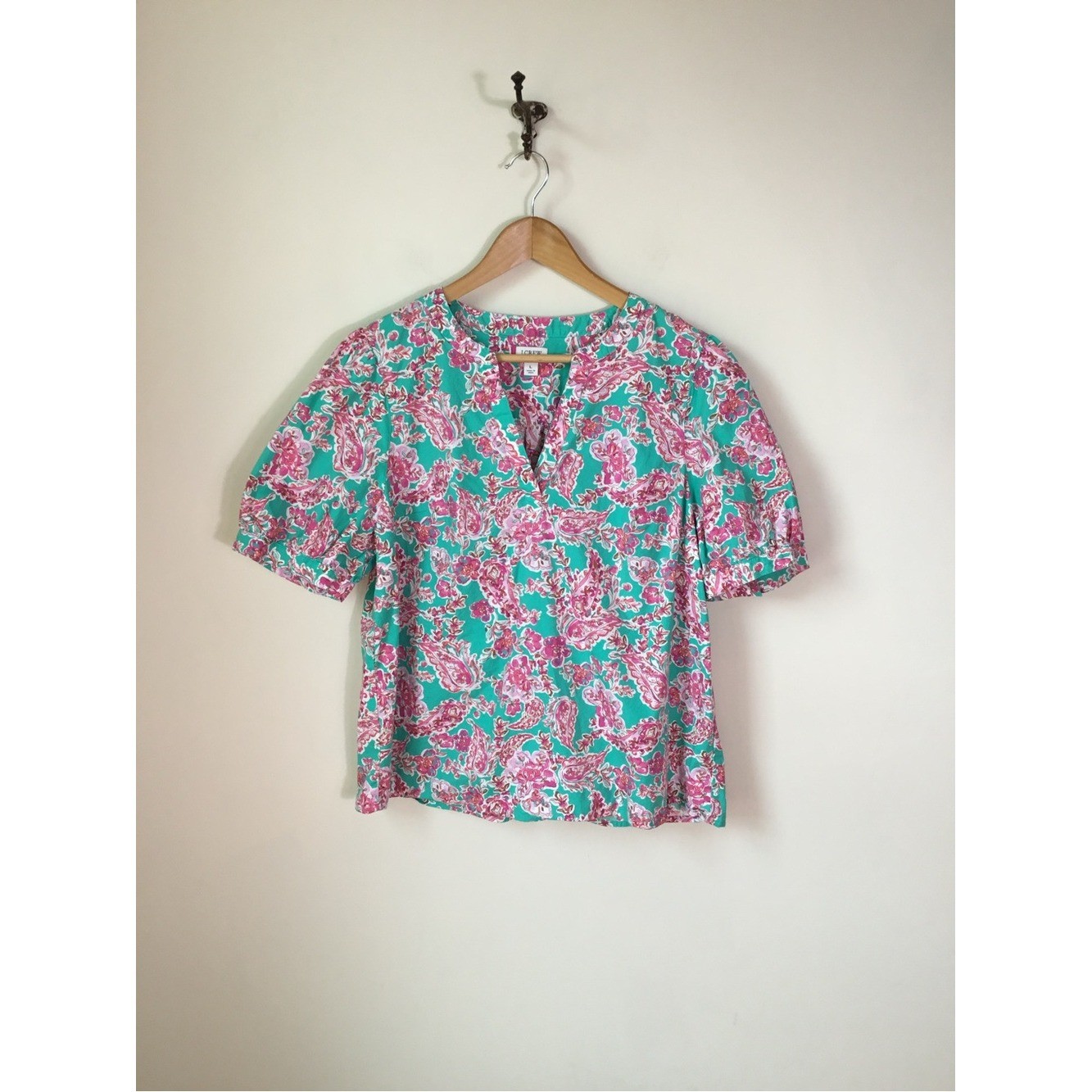 J. Crew Factory Short Sleeve Poplin Top size L